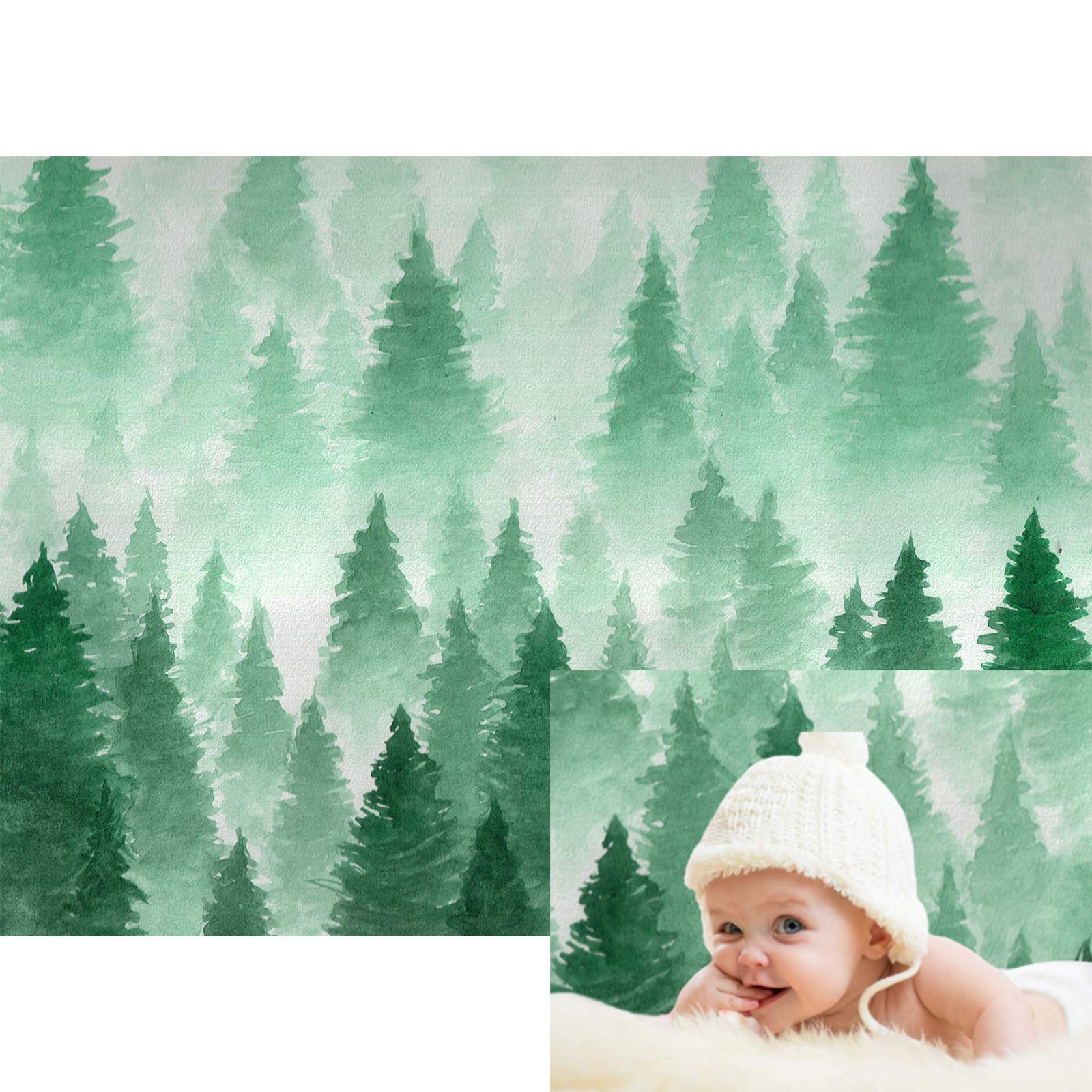 Allenjoy Green Oil Painting Forest Backdrop Nature Watercolour Tree Christmas Party Photography Backdrop Kids Newborn Baby Portr
