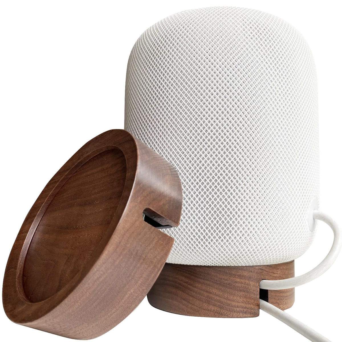 Hookmemo Elevate Your Homepod With Our North American Black Walnut Wood Stand   Unique Texture, Clever Cord Storage (Black Walnu