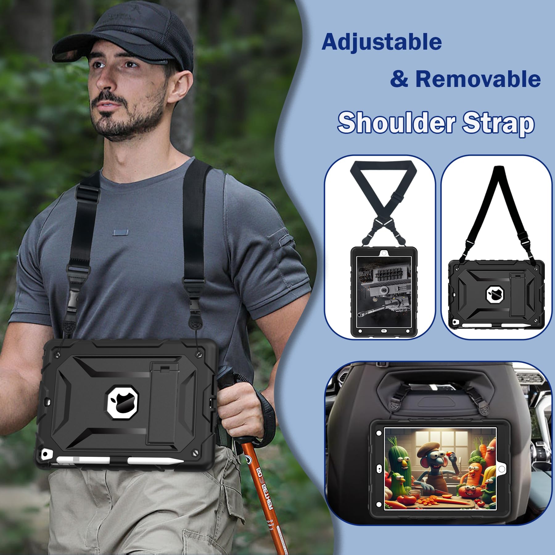 Timism For Ipad 6Th Generation Cases, Ipad 5Th Gen Case, Ipad Air 2 & 1St Case, Ipad Pro 9.7 Inch Case With Shoulder Strap And P