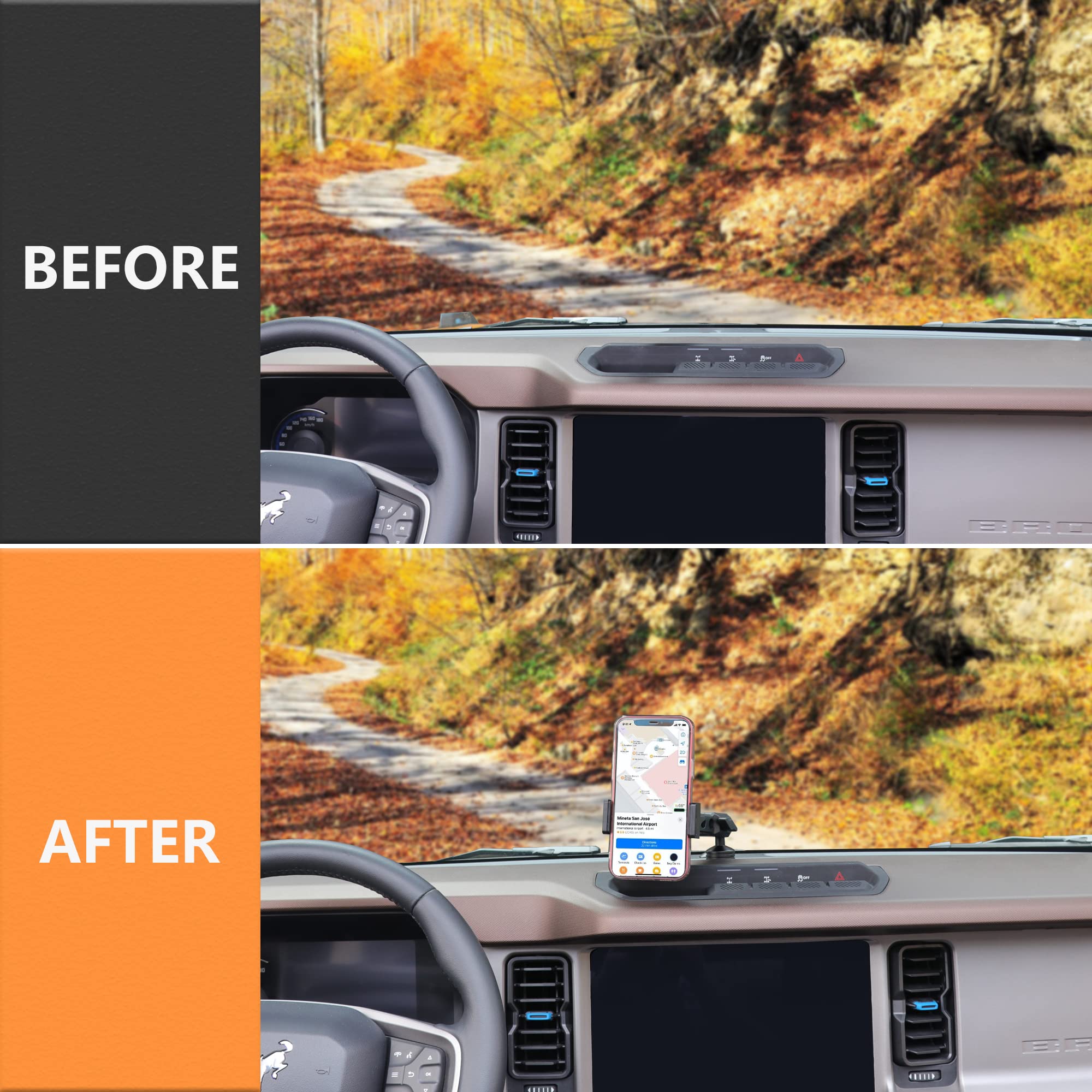 Rerpro Dash Phone Mount Holder For 2021 2022 2023 2024 2025 New Ford Bronco 2/4 Door Interior Accessories Dashboard Cell Phone S