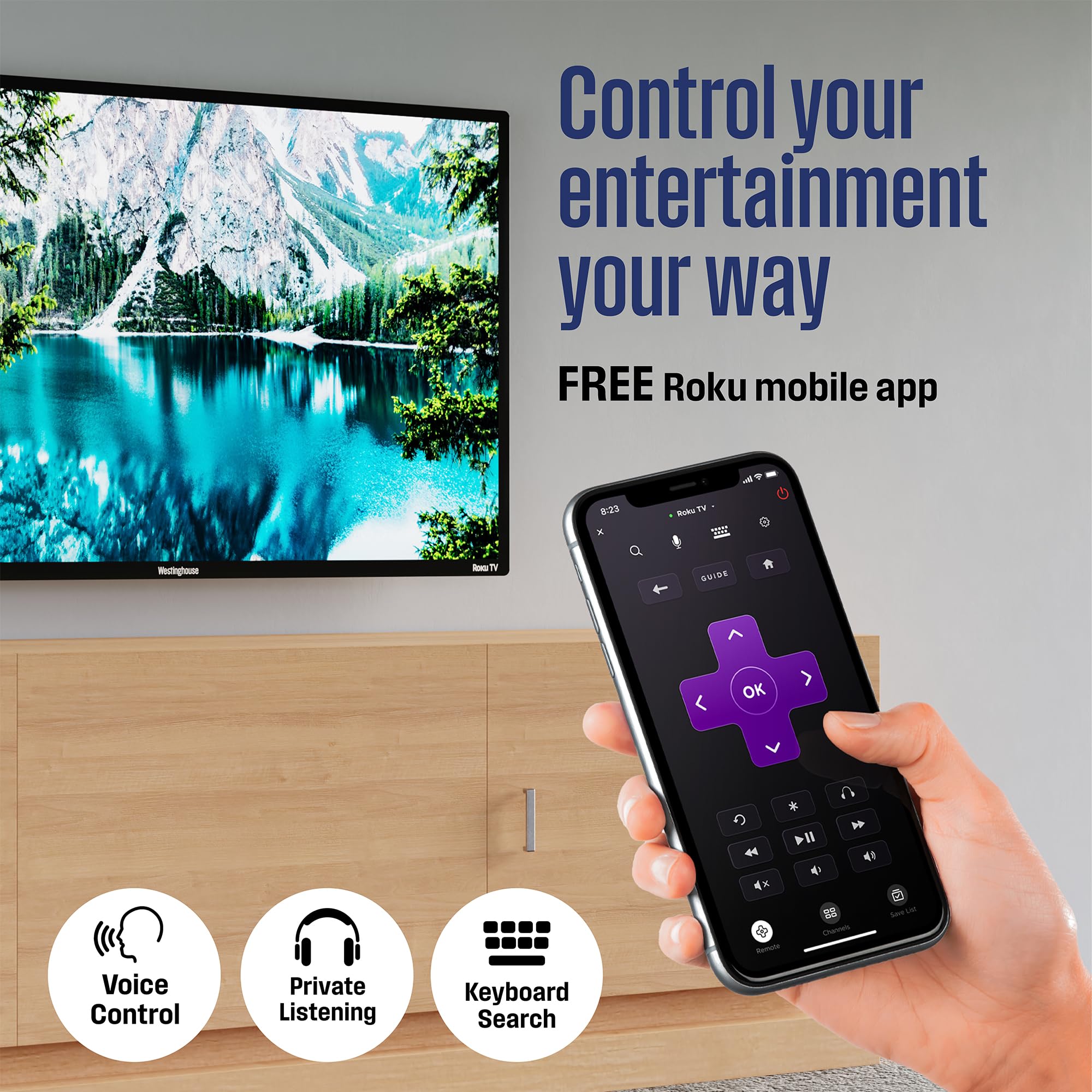 Westinghouse Roku Tv   43 Inch Smart Tv, 4K Uhd Led Tv With Wi Fi Connectivity And Mobile App, Flat Screen Tv Compatible With Ap