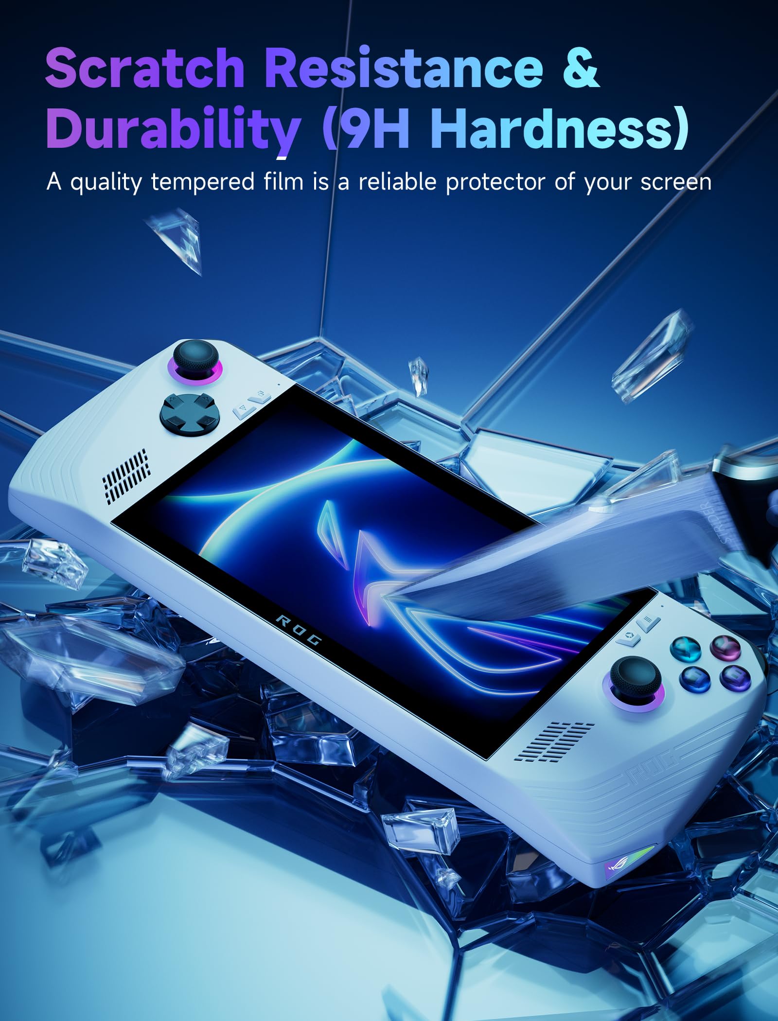 Jsaux Rog Ally Screen Protector 2 Pack, Anti Glare 9H Hardness Tempered Glass Screen Protector With Guiding Frame(Guiding Frame