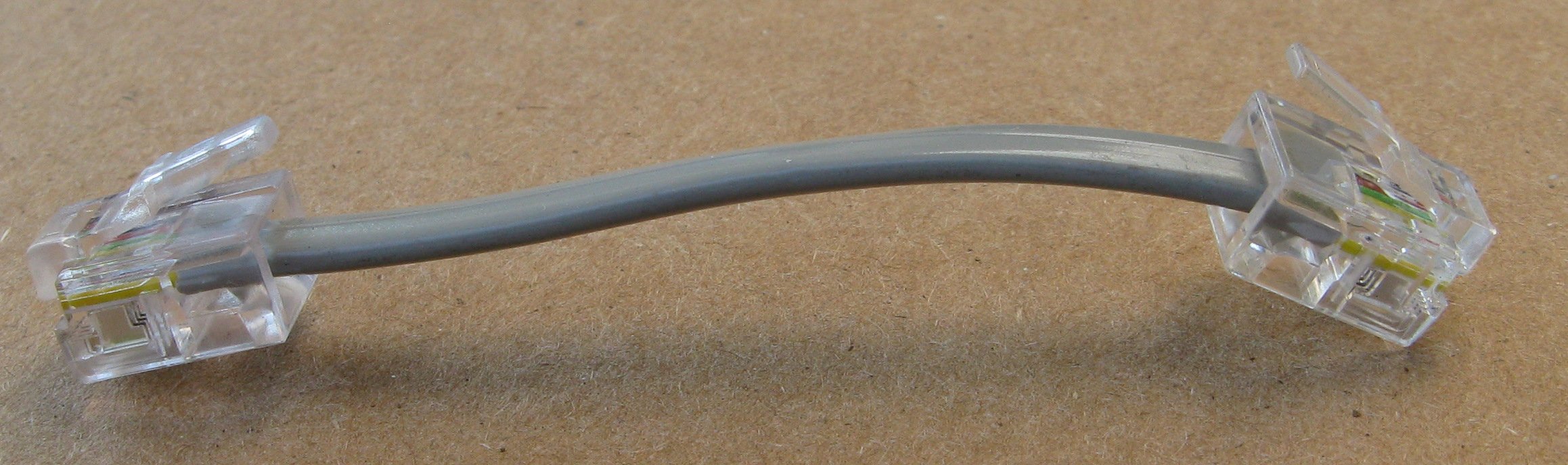 D2741 3 Inch 4 Conductor [ ] Silver Satin Telephone Phone Line Cable Cord Wire  Used For 1 Or 2 Phone Lines Rj11 / Rj14 Type End  Commonly Used In Most Residential Homes, Lots Of Small Business Also