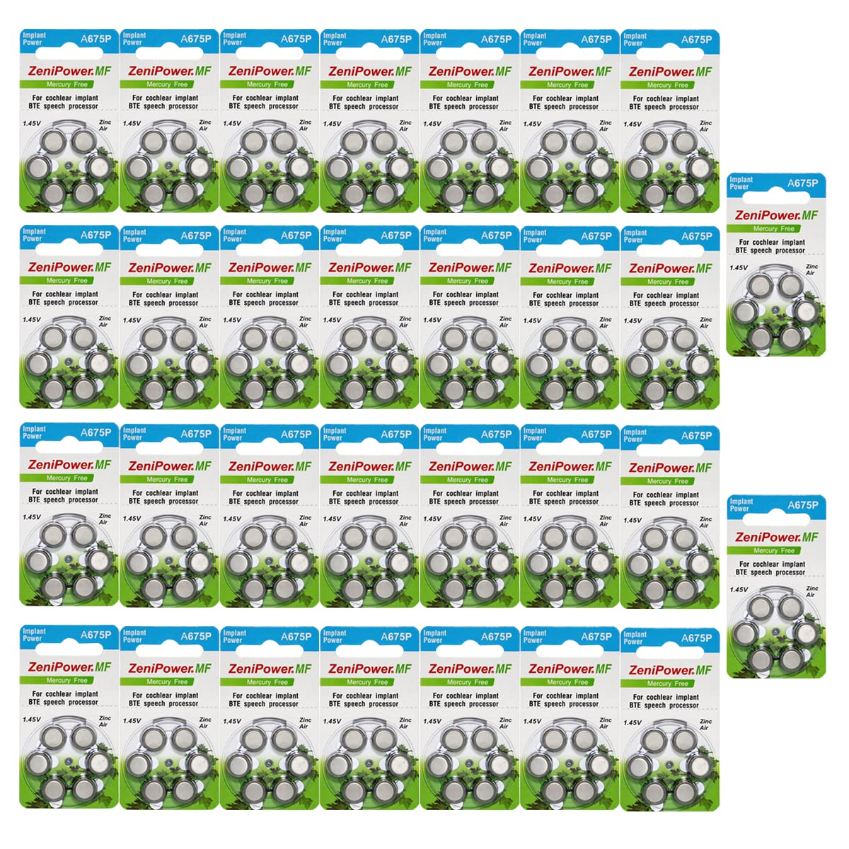 Zenipower Mercury Free Cochlear Implant 180 Batteries