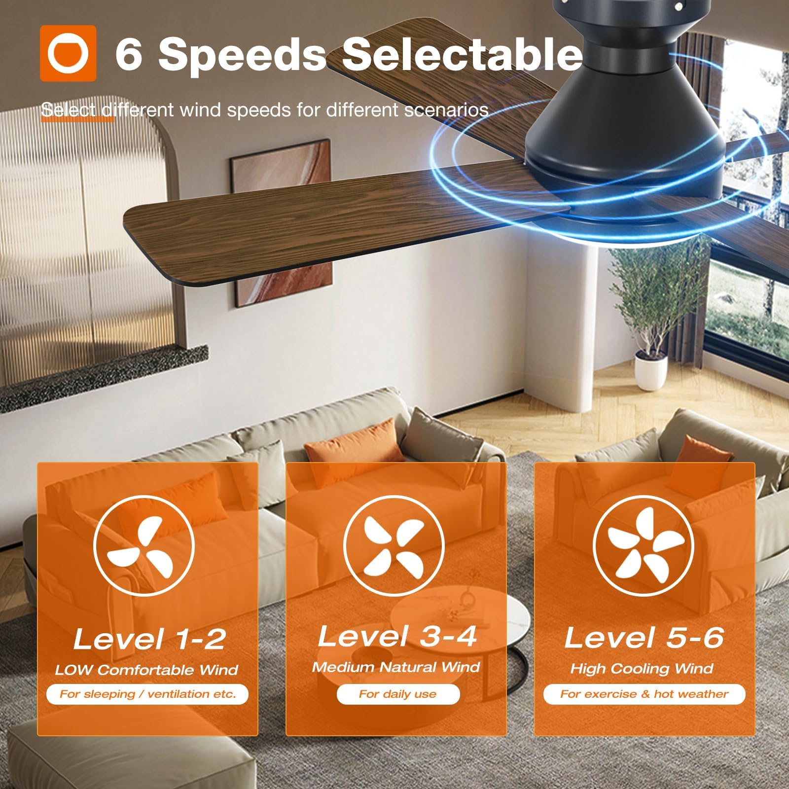 Addlon Ceiling Fans With Lights, 42 Inch Low Profile Ceiling Fan With Light And Remote Control, Flush Mount, Reversible, 3Cct Di