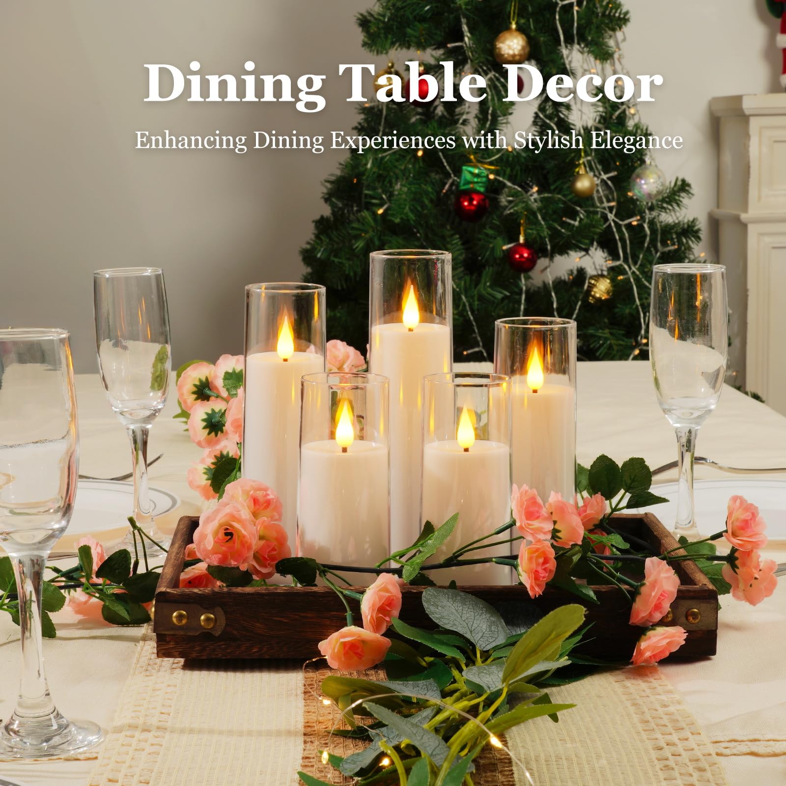 Amagic Pure White Acrylic Flameless Candles, Battery Operated Candles, Flickering Led Pillar Candles With Remote Control And Tim