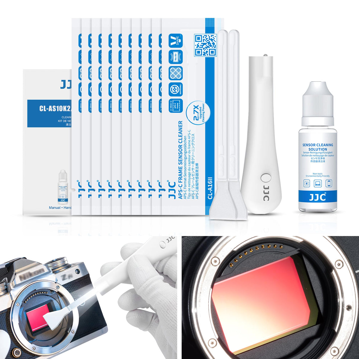 Upgraded Camera Sensor Cleanning Kit Cleaner Set With Bright Built In Light Cleaning Handle & 10Pcs 16Mm Aps C Sensor Cleaning S