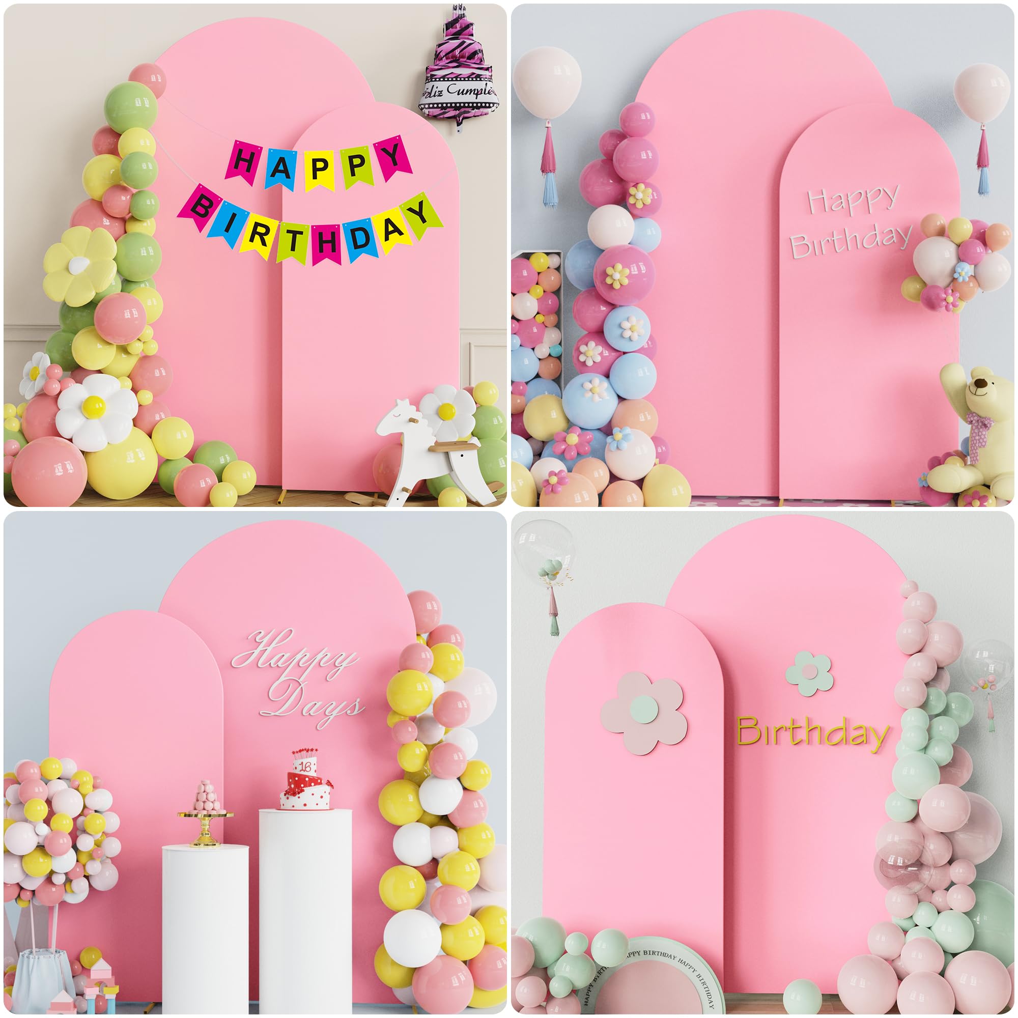 Wokceer Wedding Arch Cover 7.2Ft, 6Ft Spandex Fitted Wedding Arch Stand Covers 2 Set Round Top Chiara Arch Backdrop Stands Cover