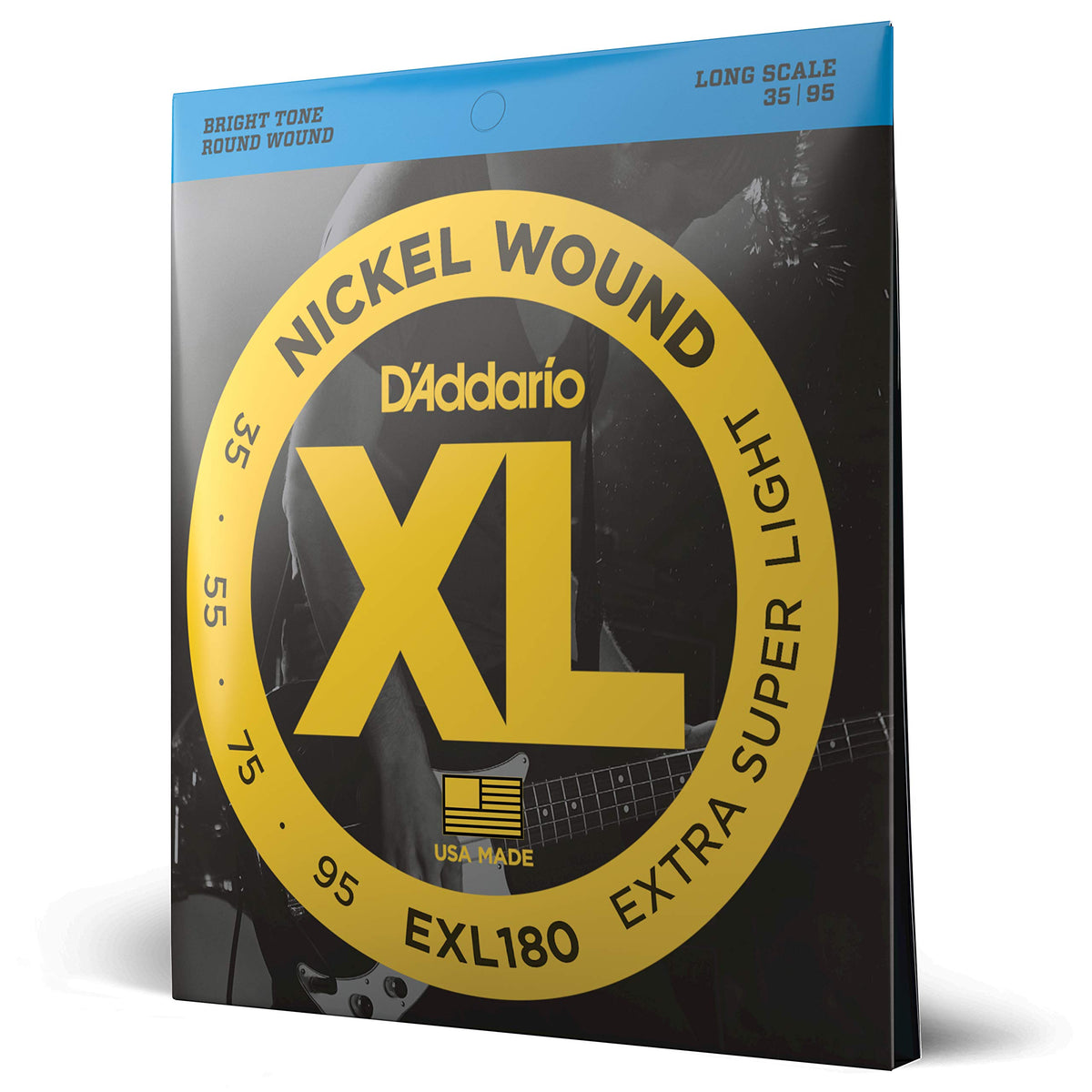 Daddario Bass Guitar Strings   Xl Nickel Bass Strings   Exl180   Perfect Intonation, Consistent Feel, Powerful Durability   For 