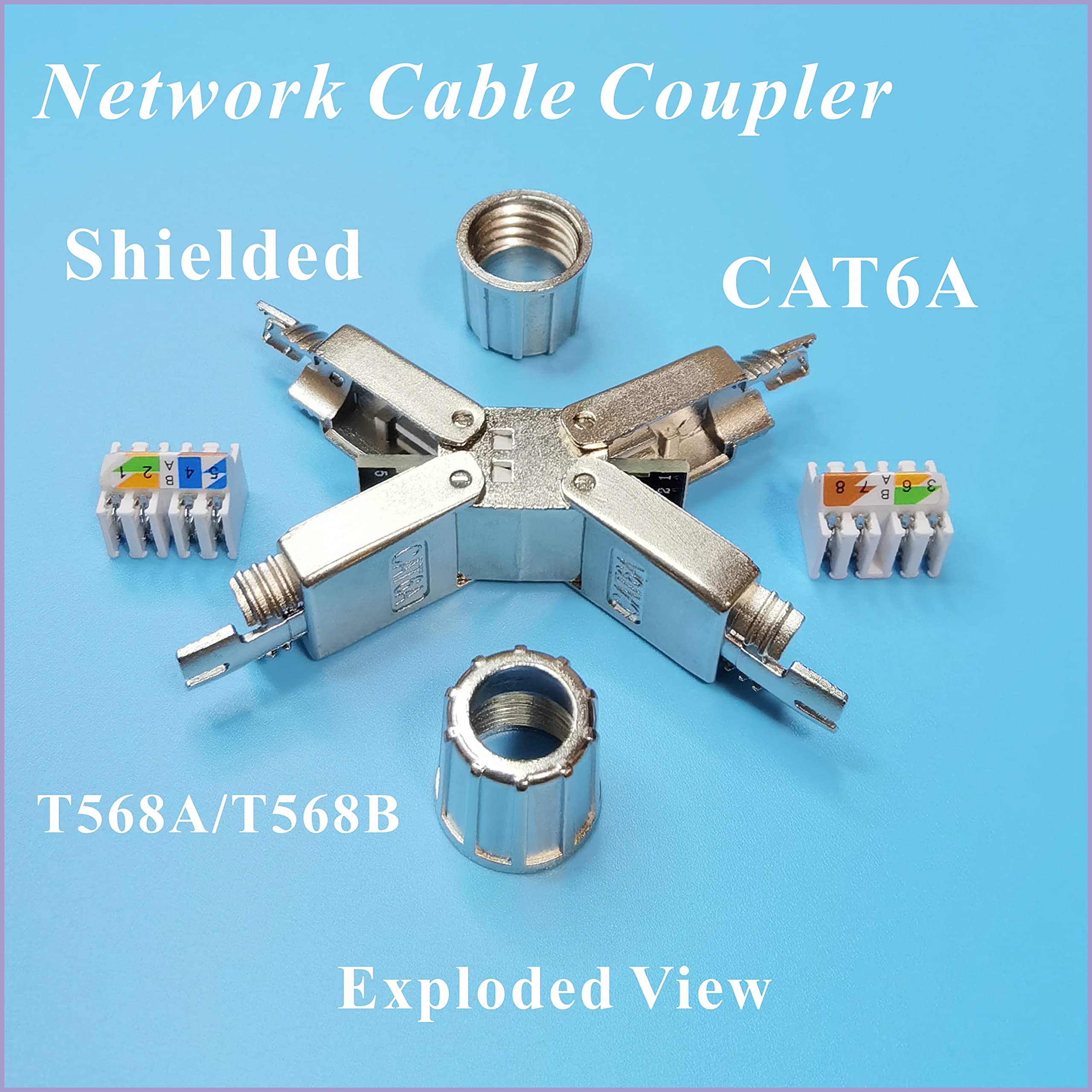Ethernet Junction Box,Butt Splice Connector Of Cat6A/Cat6E/Cat6/Cat5E/Cat5 Network Cable,Tool Free Shielded Punch Down Type Term