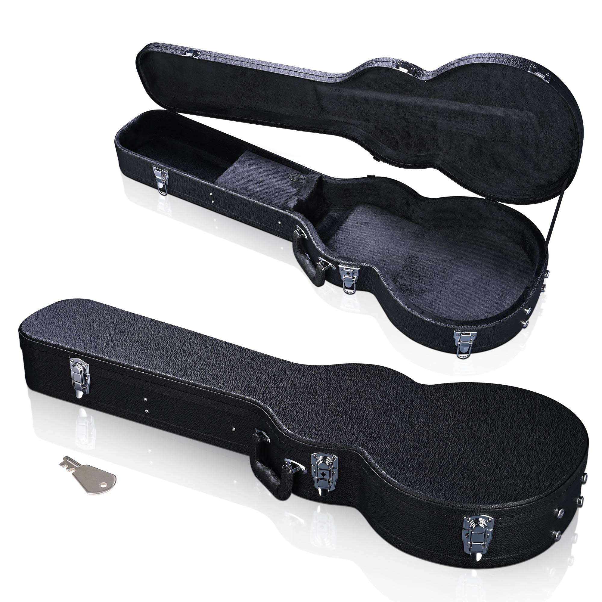 Aw Electric Guitar Hard Case For Lp Les Paul Style Electric Guitar Wooden Hard Shell Lockable Black