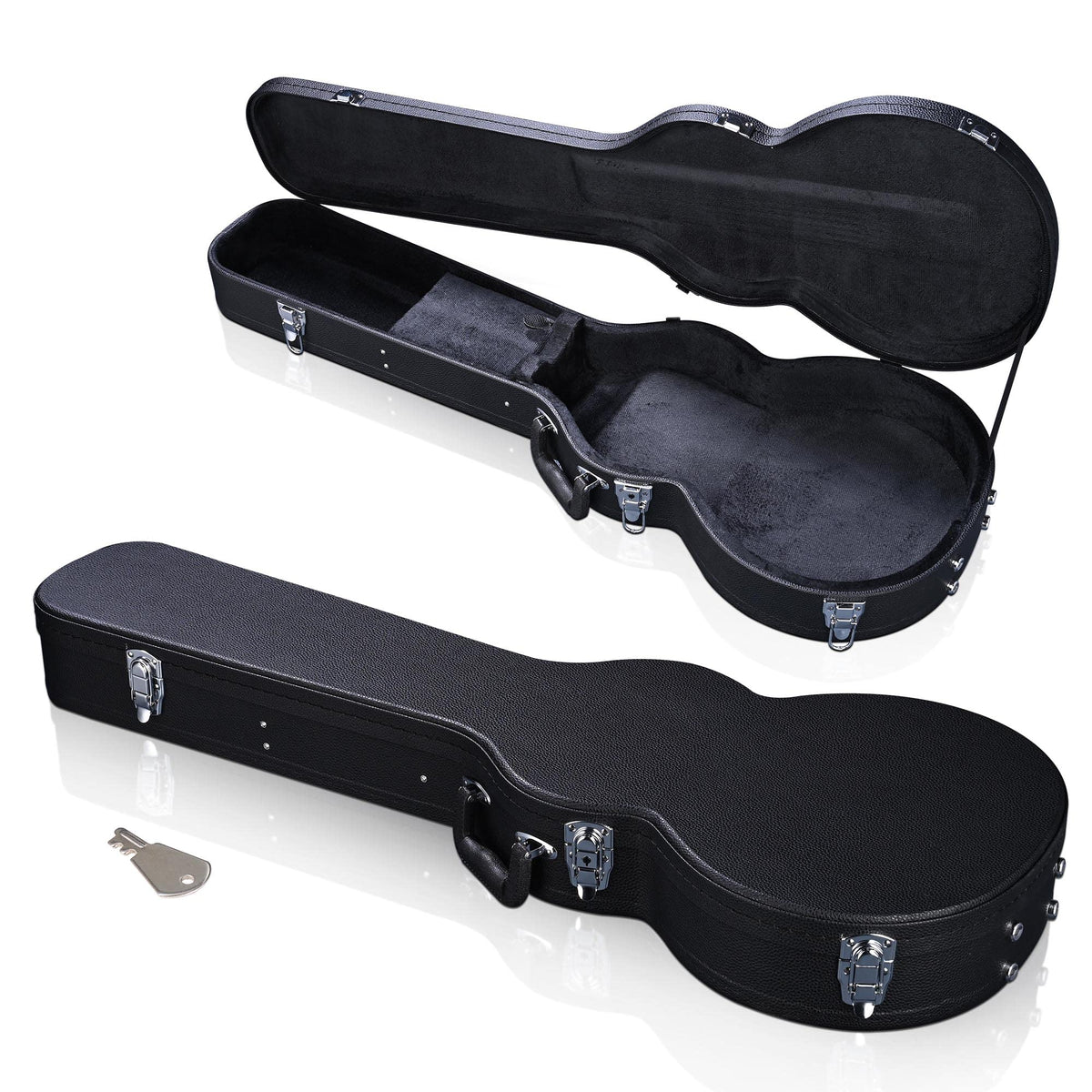 Aw Electric Guitar Hard Case For Lp Les Paul Style Electric Guitar Wooden Hard Shell Lockable Black