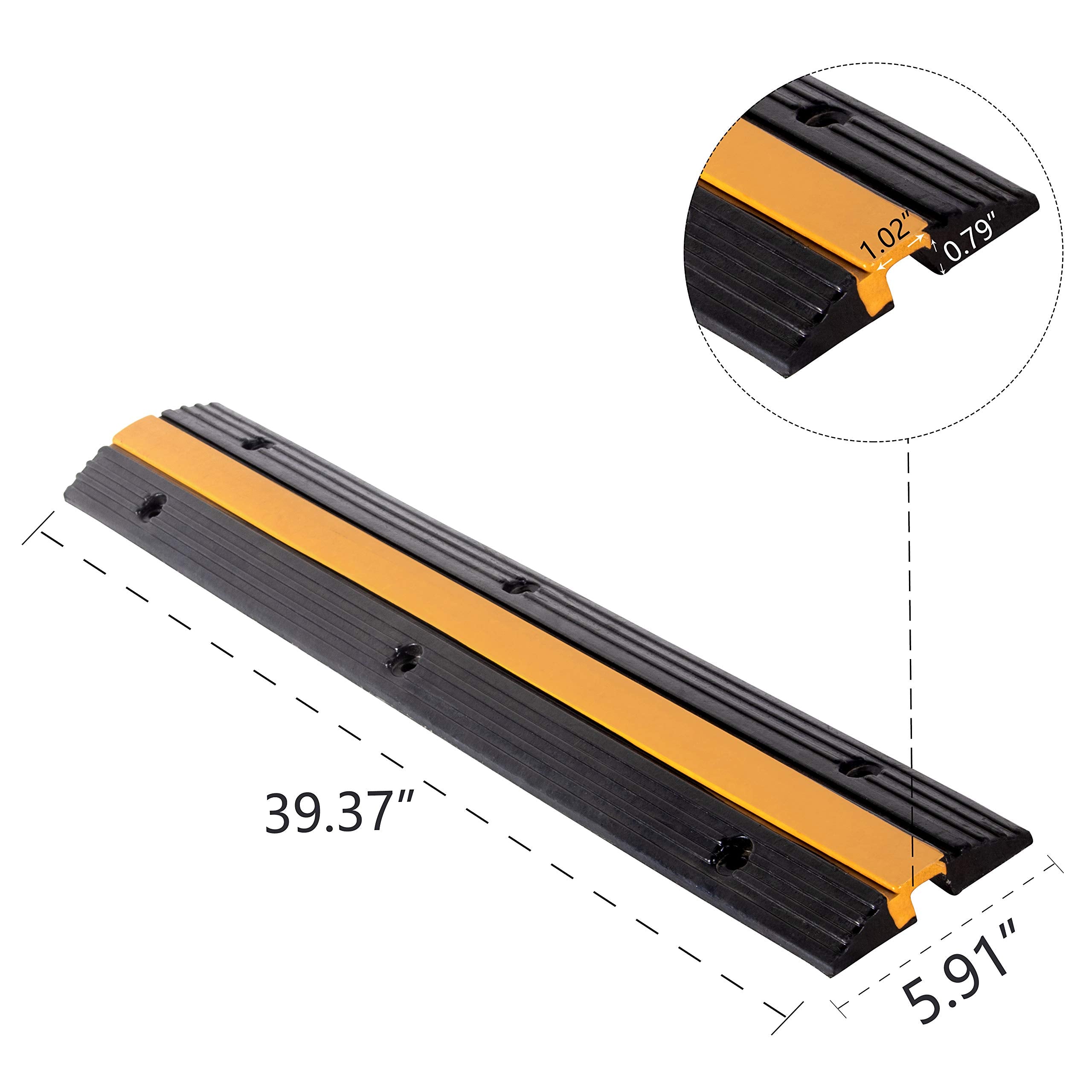 F Come 2 Pack Rubber Cable Ramp Hose Cable Protector Ramp 1 Channel 11000Lbs Load Capacity Traffic Speed Bump Wires Power Lines