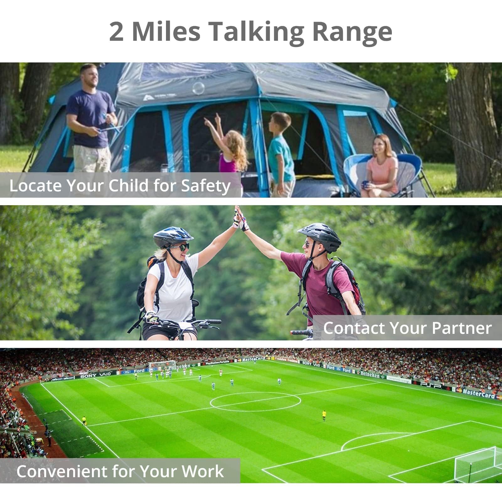 Proster Rechargeable Walkie Talkies 1 Pair   Long Range Two Way Radios 16 Channel Handheld Walky Talky, With Usb Charger 2 Pack Earpiece Mic For Walkie Talkies