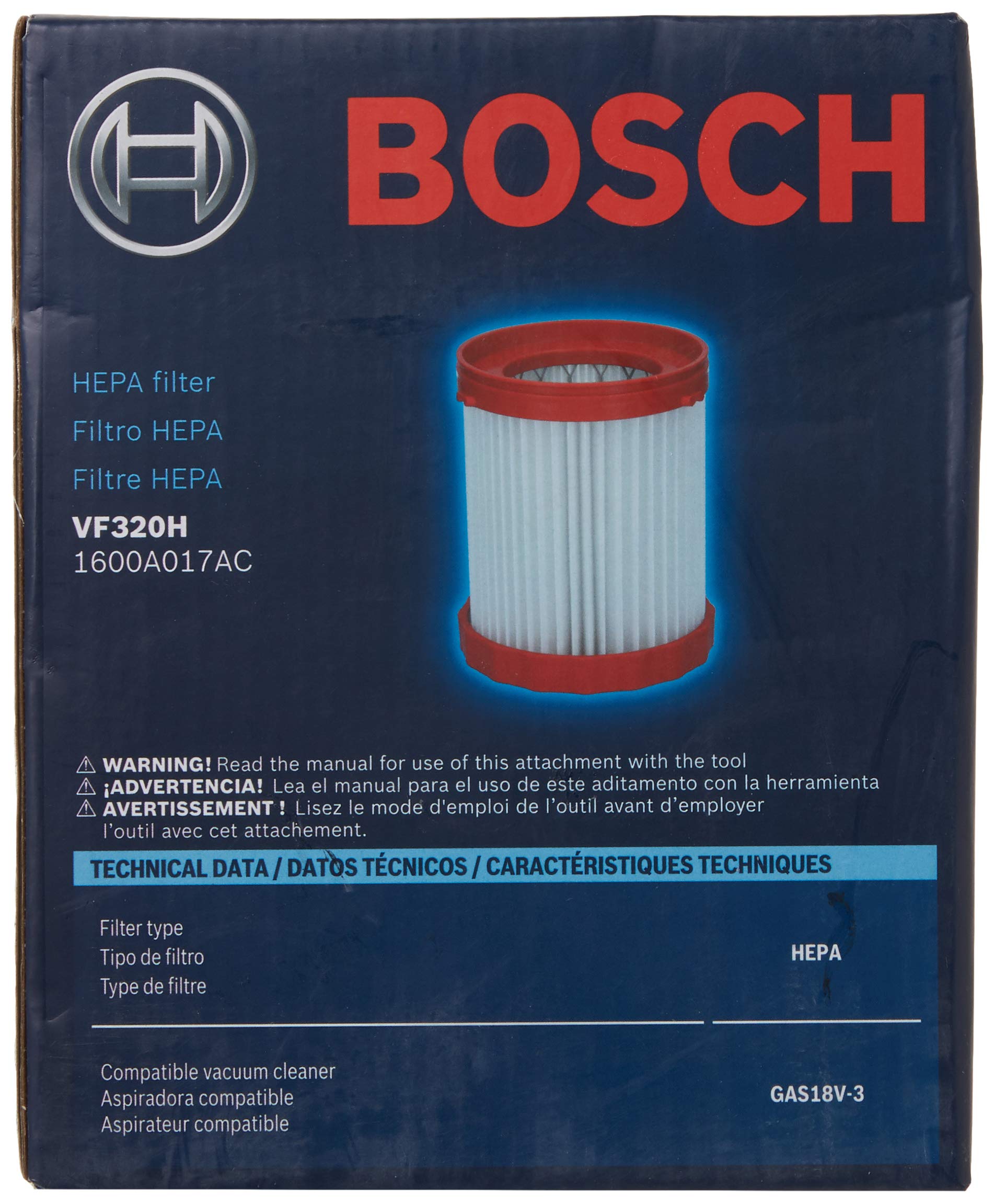 Bosch Vf320H Hepa Filter For 18V 2.6 Gallon Wet/Dry Vacuum Cleaner