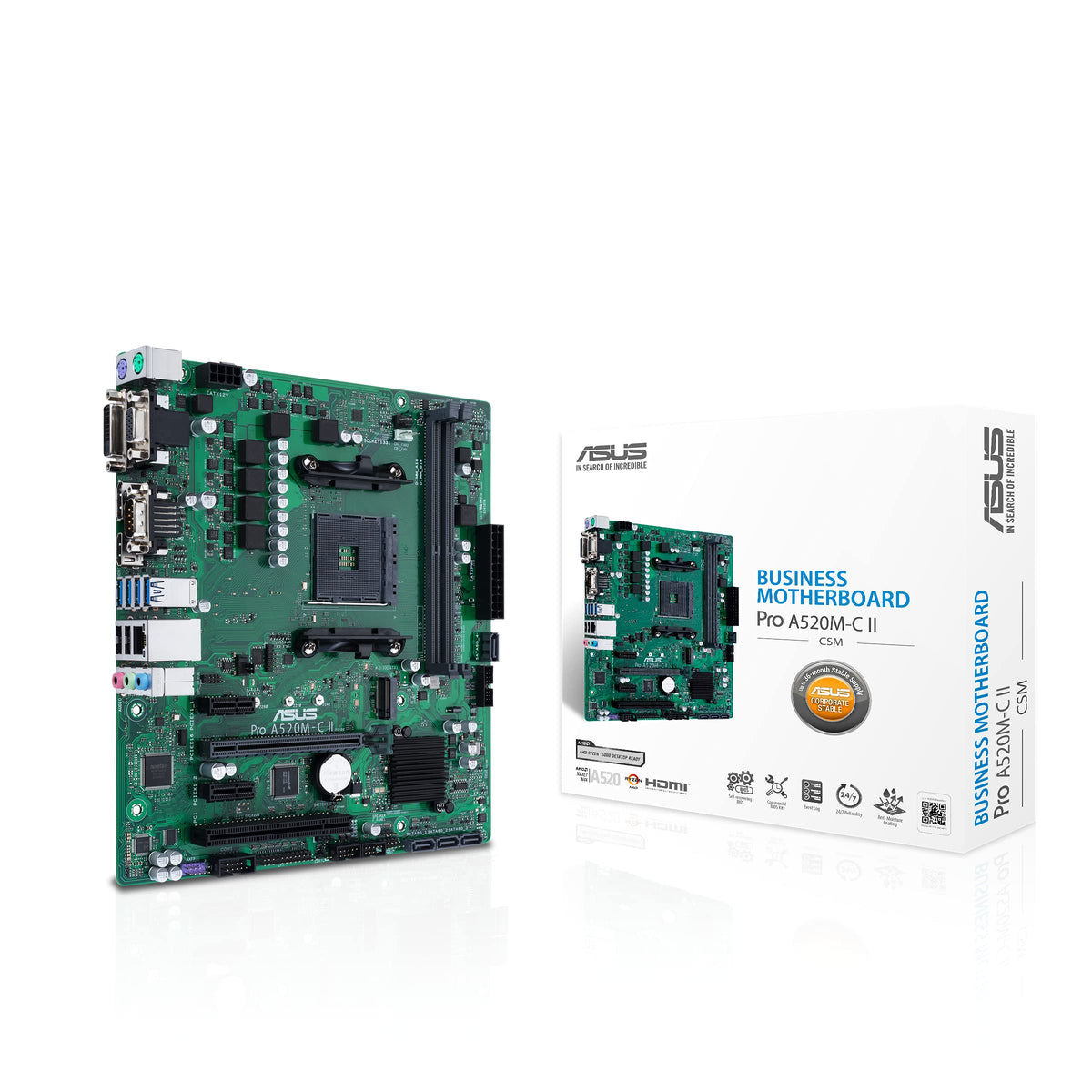 Asus Pro A520M C Ii/Csm Amd Am4 (3Rd Gen Ryzen      ) Microatx Commercial Motherboard