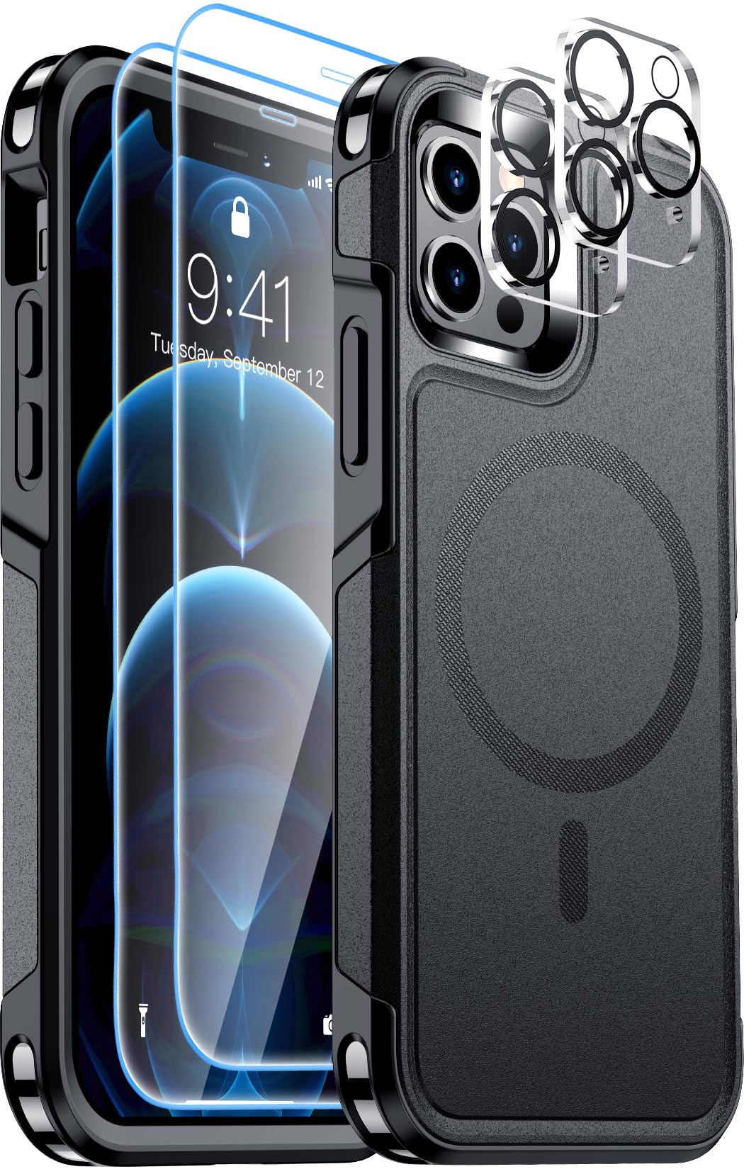 Red2Fire Strong Magnetic For Iphone 12 Pro Max Case, [Compatible With Magsafe] [Military Grade Drop Protection] Non Slip Heavy D