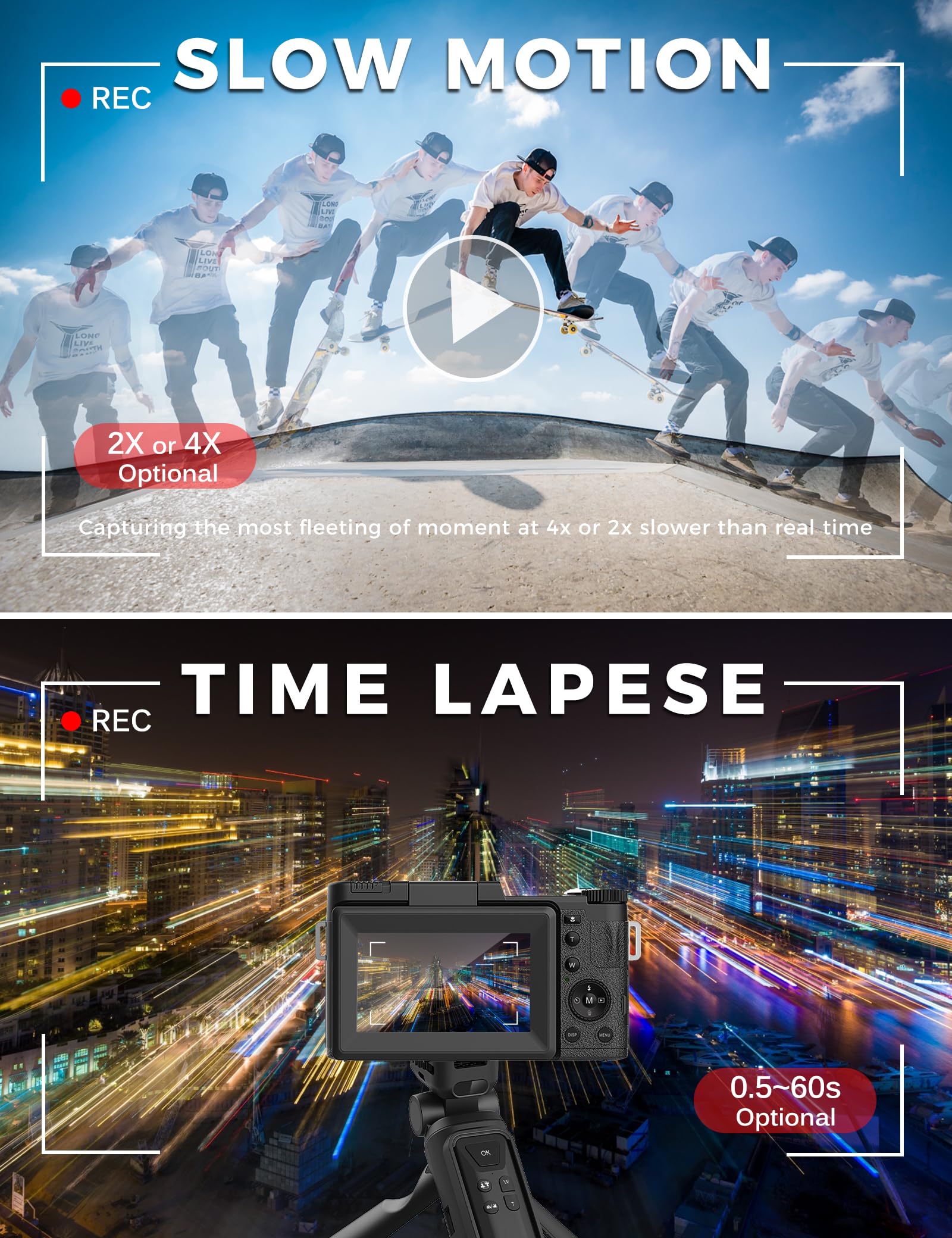 4K Digital Camera With Creator Accessory Kit 48Mp Remote Control Vlogging Camera For Vloggers Autofocus Flip Screen Photography