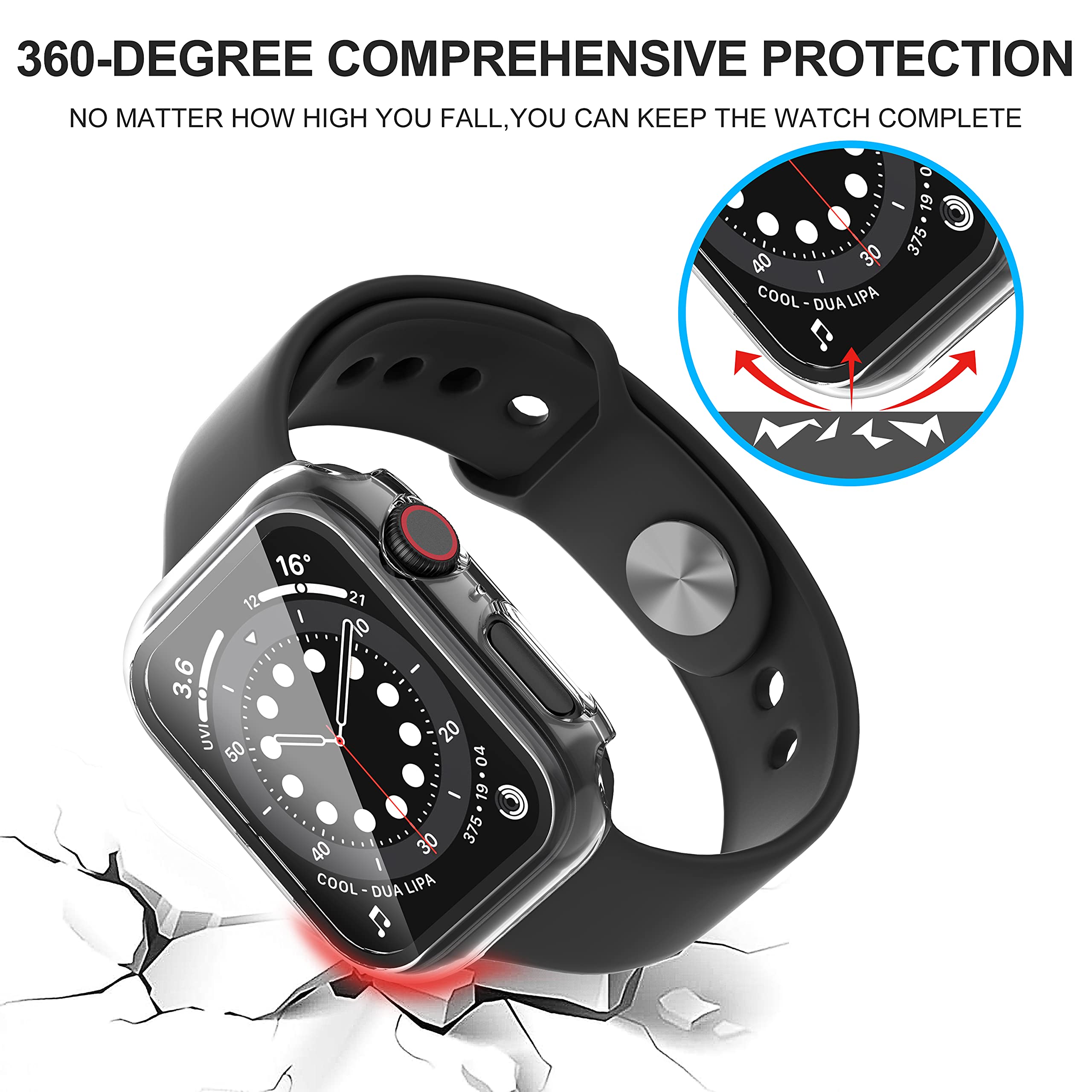 Diruite Suoman 2 Pack For Apple Watch Series 9/8/7/6/5/4/Series Se/Se 2 41Mm All Around Screen Protector Case, Tempered Glass Sc