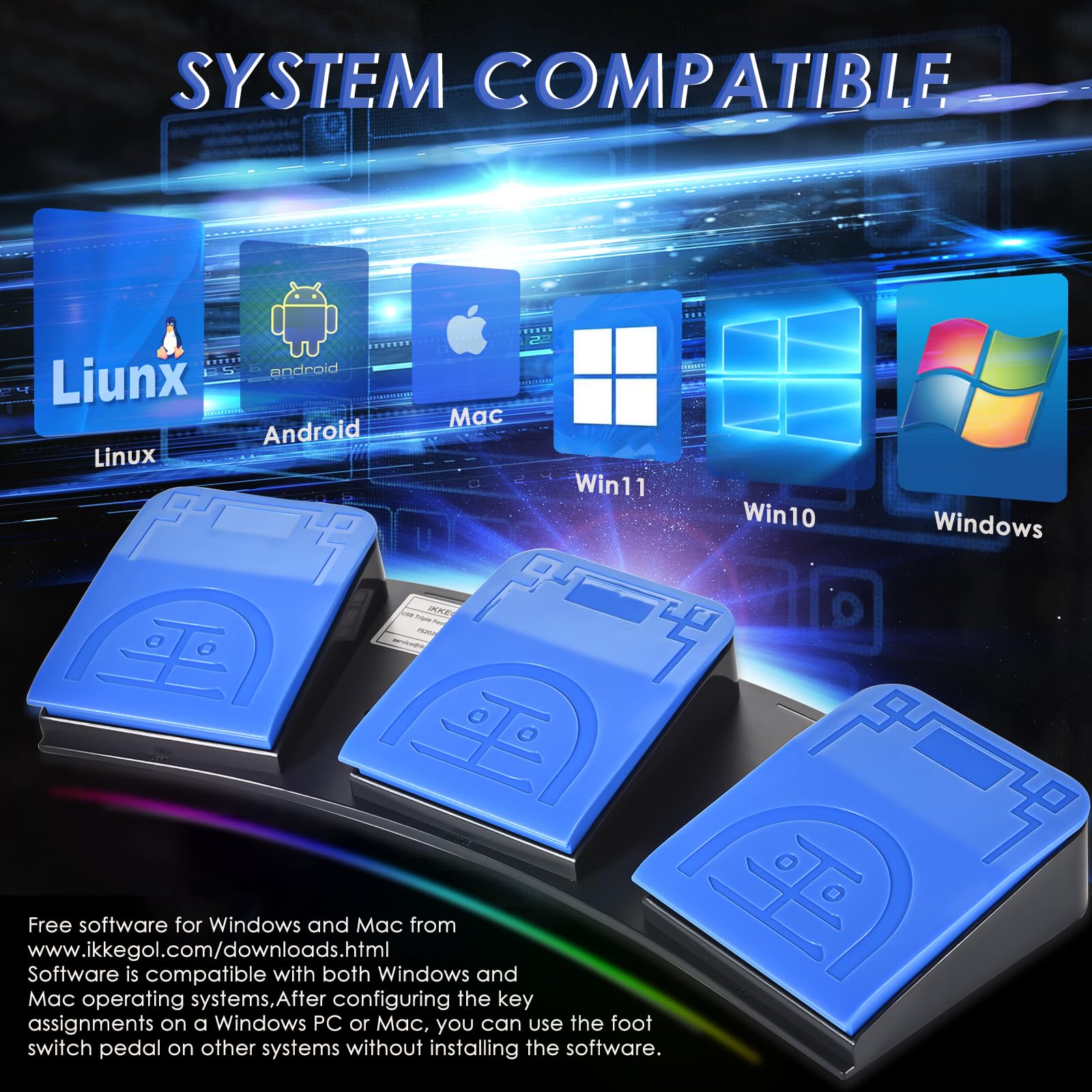 Ikkegol 2023 Upgraded Usb Foot Pedal Switch Pc Triple Footswitch   Hands Free Control Customized Programmable Keyboard Mouse Hot