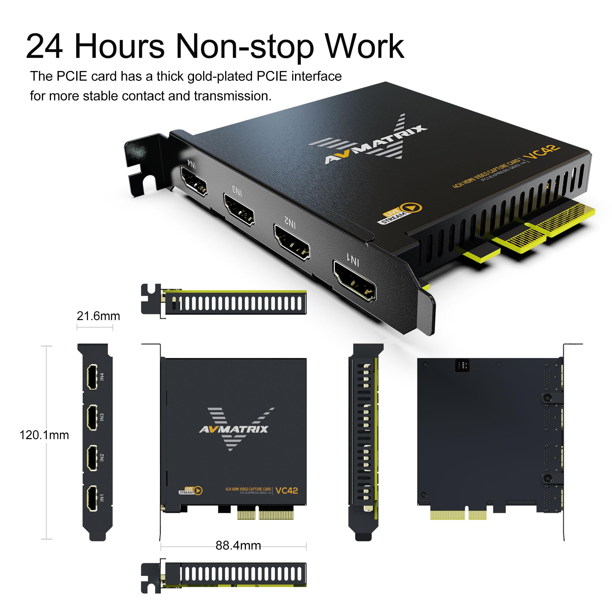 Avmatrix 1080P60 4 Pci E Capture Card Live Stream And Record With Ultra Low Latency On Ps5, Ps4 Pro, Xbox Series X/S, Xbox One X