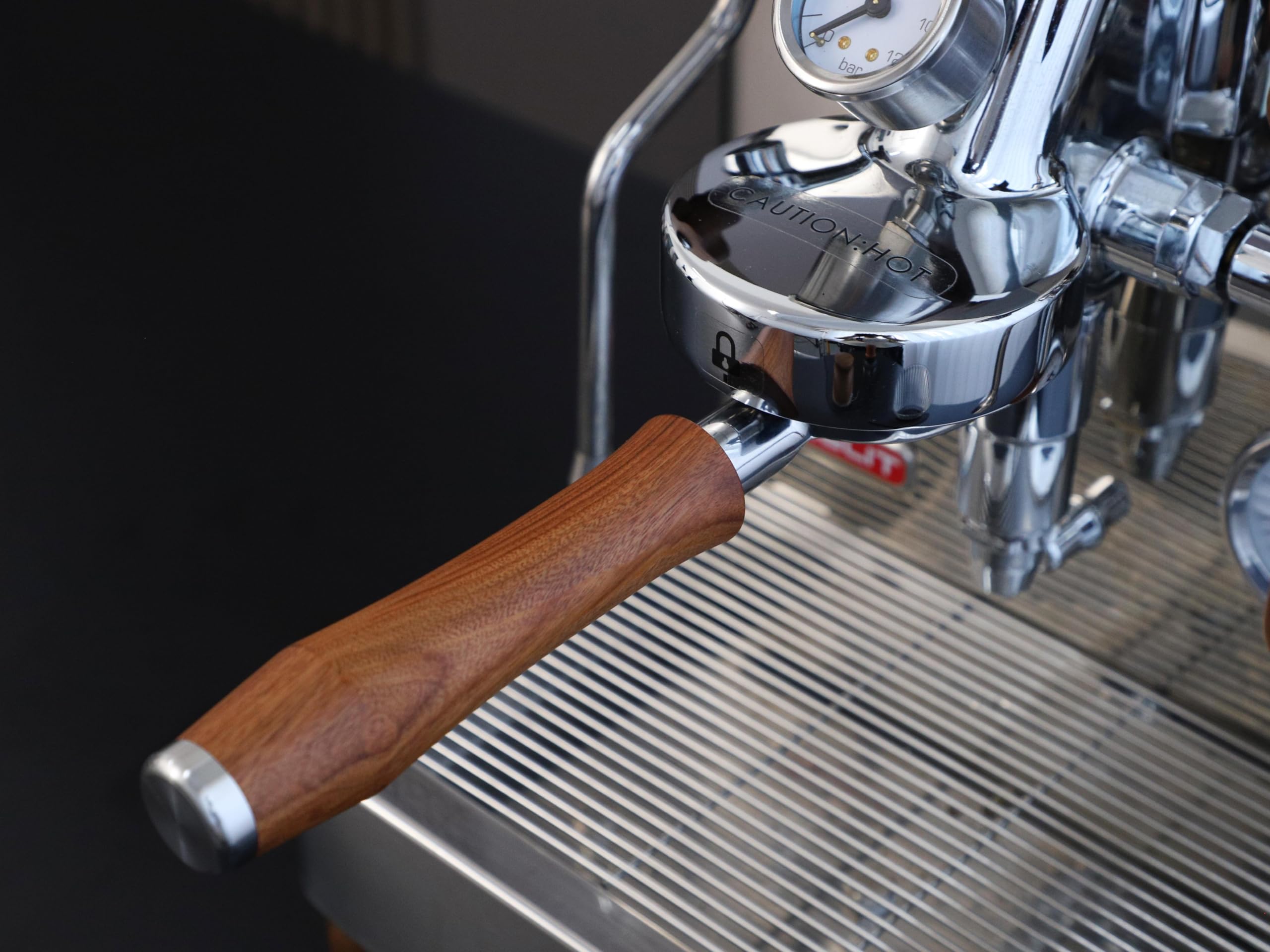 Coosigar 58Mm Bottomless Portafilter | Fits For E61 Group Head 2 Ears Machines| Stainless Steel Portafilter And Rosewood Handle|