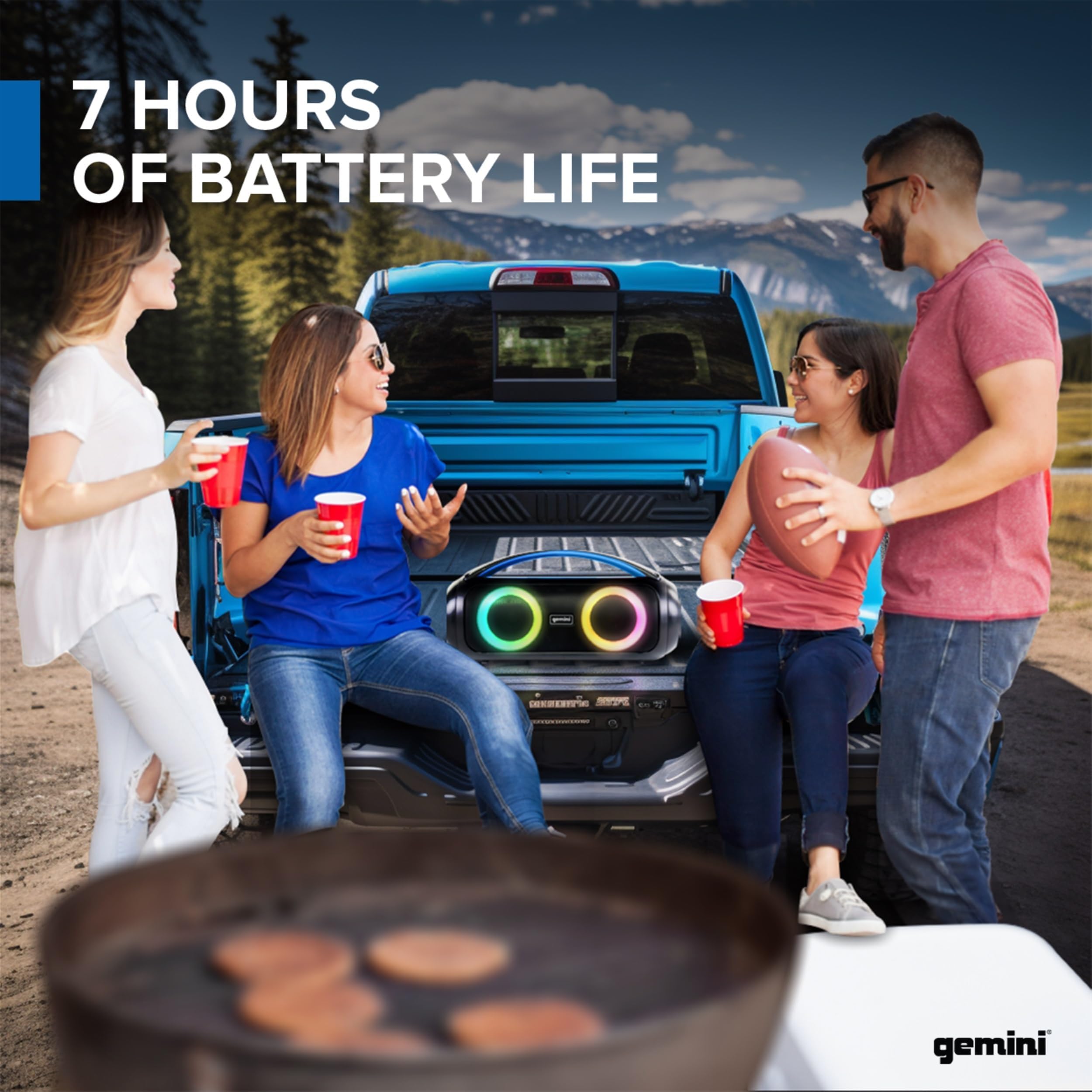 Gemini Sound Ggo 230L 50W Bluetooth Speaker Boombox: Portable Wireless Ipx5 Waterproof Speaker With Fm Radio, Led Party Lighting, Power Bank, And Long Lasting Rechargeable Battery