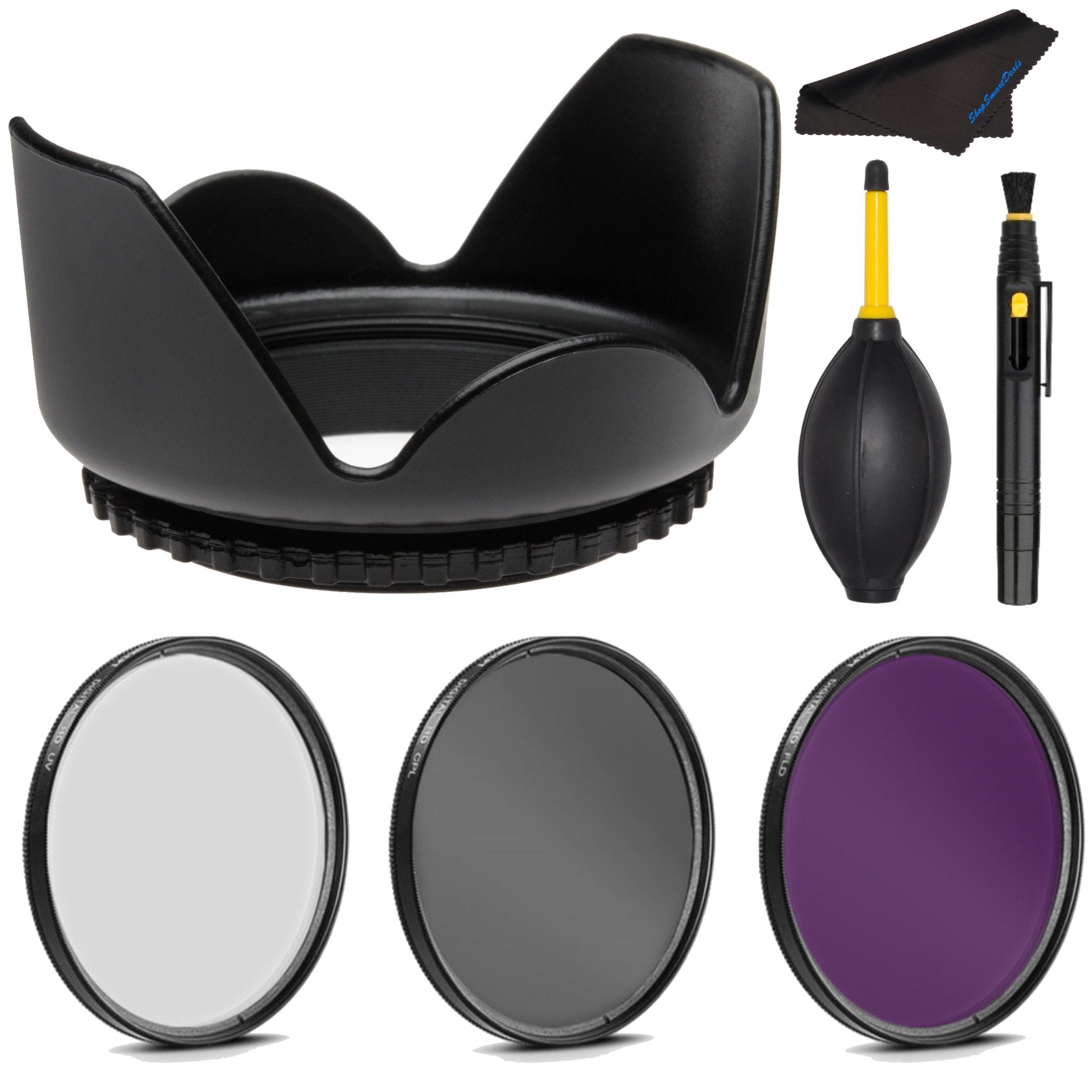 Pro 52Mm Filter Kit + Pro 52 Mm Tulip Lens Hood   52 Mm Polarizing Filter, 52Mm Uv Filter, 52Mm Florescent Filter & 52Mm Flower