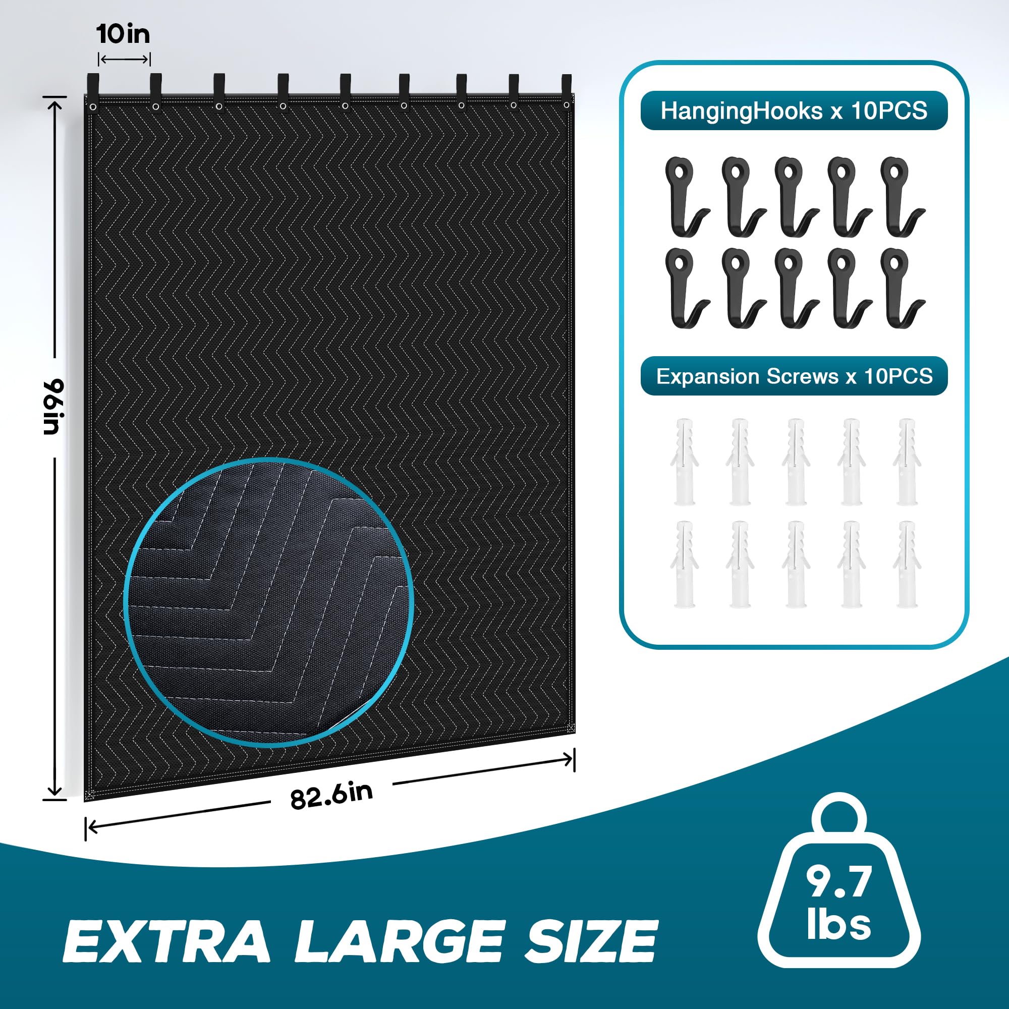 Suvony Large Sound Dampening Blanket,96 X 80 Sound Absorbing Studio Blanket,Noise Cancelling Studio Acoustic Blanket Curtain/Lig