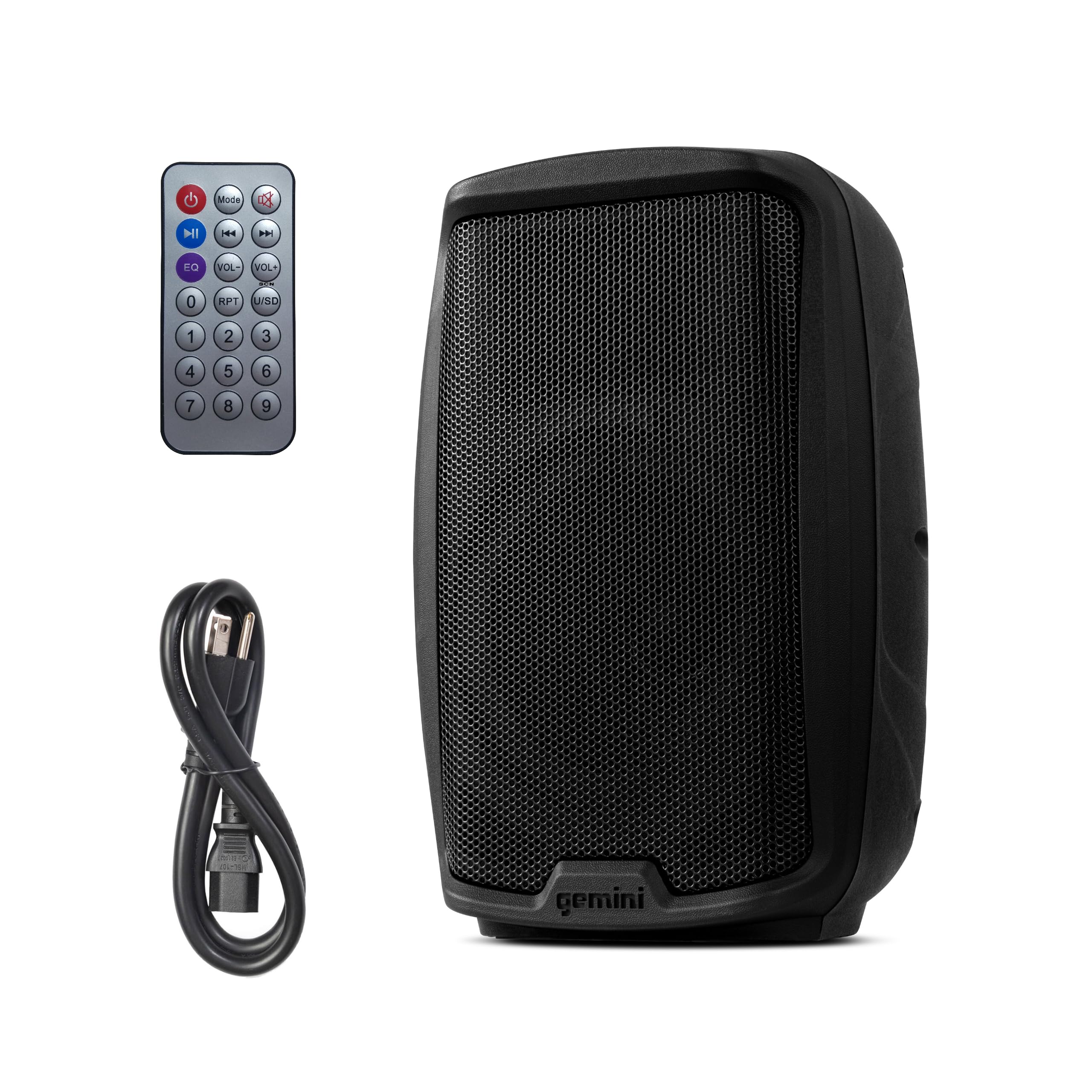 Gemini 10    1000W Bluetooth PA Speaker with TWS Link, USB/SD/FM, XLR/RCA/AUX Inputs, Mic & Guitar Channels, Portable Powered So