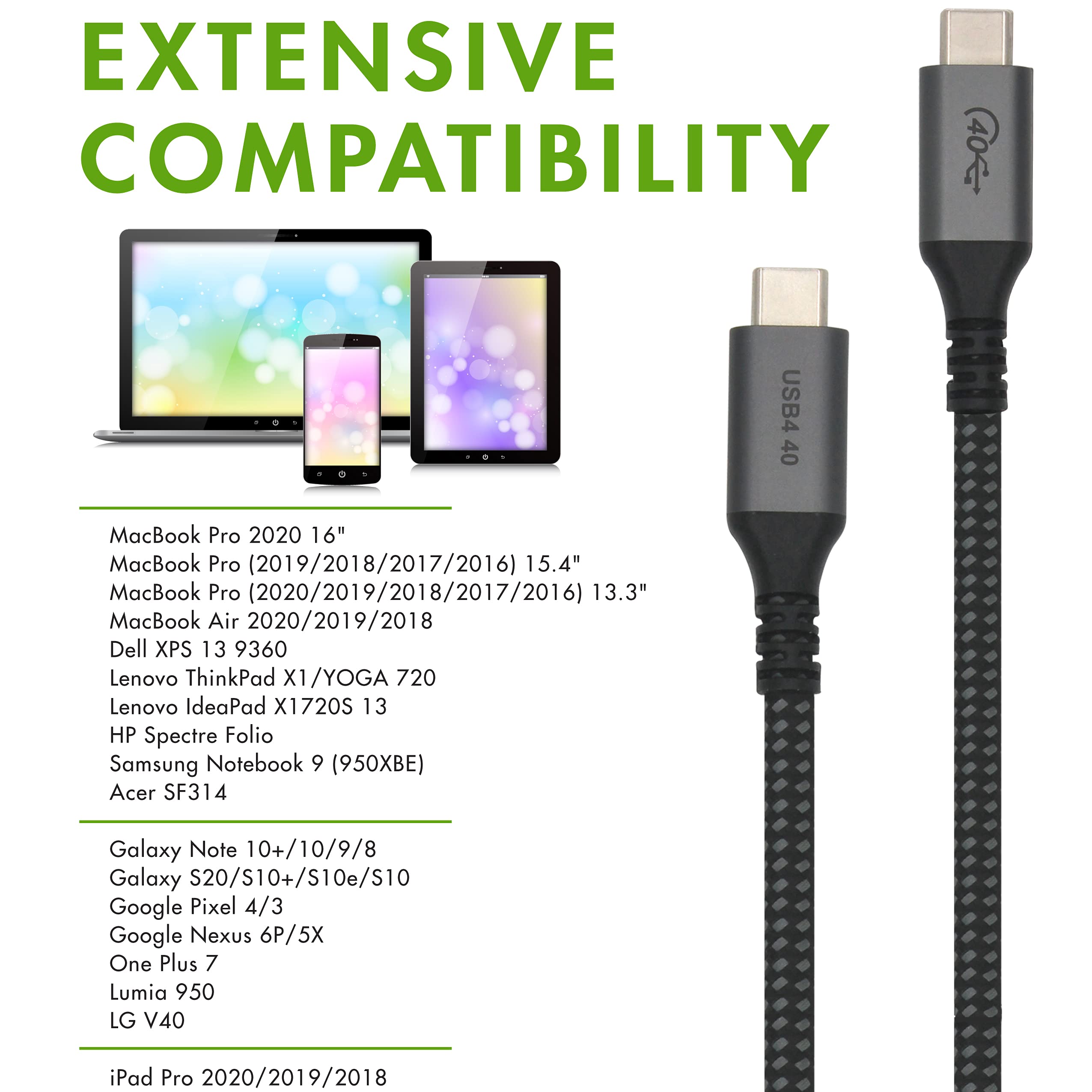 Vebner 6 Inch Extra Short Usb4 Cable   40Gbps Supports 100W (20V, 5A) Charging   Compatible With Thunderbolt 3 And Usb C (2 Pack)
