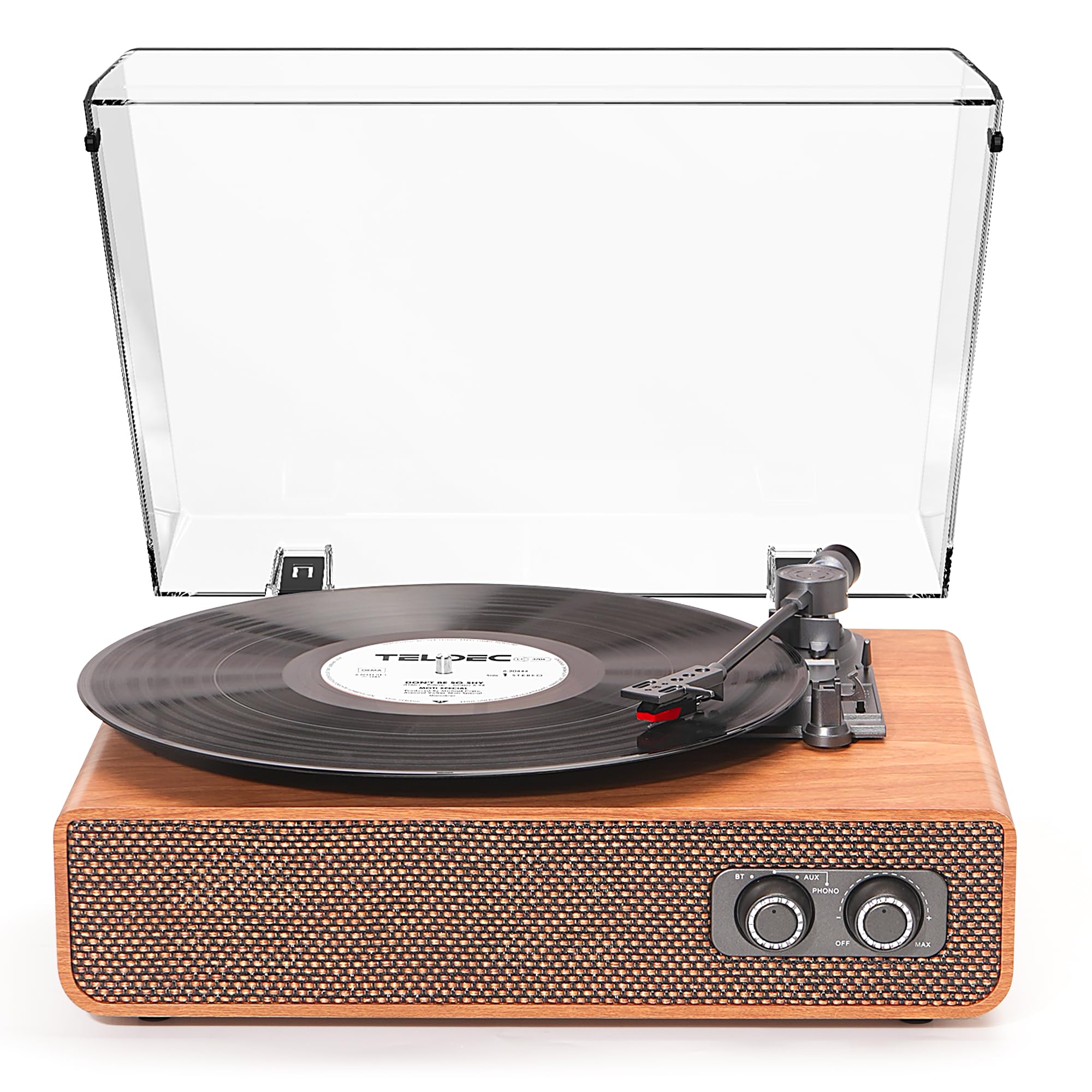 Vinyl Record Player Vintage With Upgraded Speakers, Adjustable Needle Pressure,3 Speed Turntable Lp Player With Bluetooth Connec