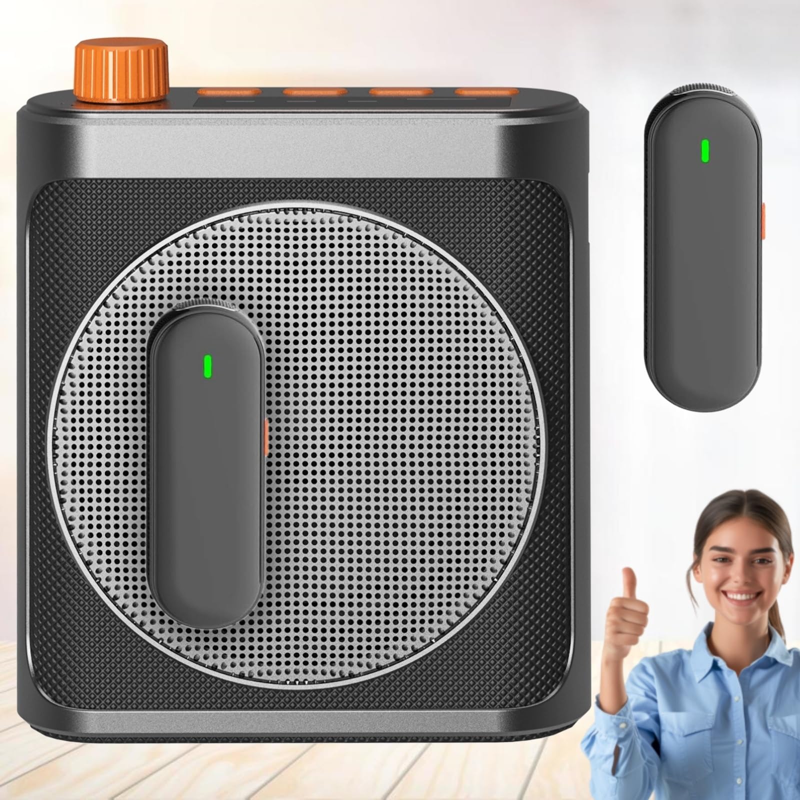 Voice Amplifier Wireless Microphones, Bluetooth Megaphone Speaker Personal PA System Portable Voice Amplifier with 2pcs Magnetic