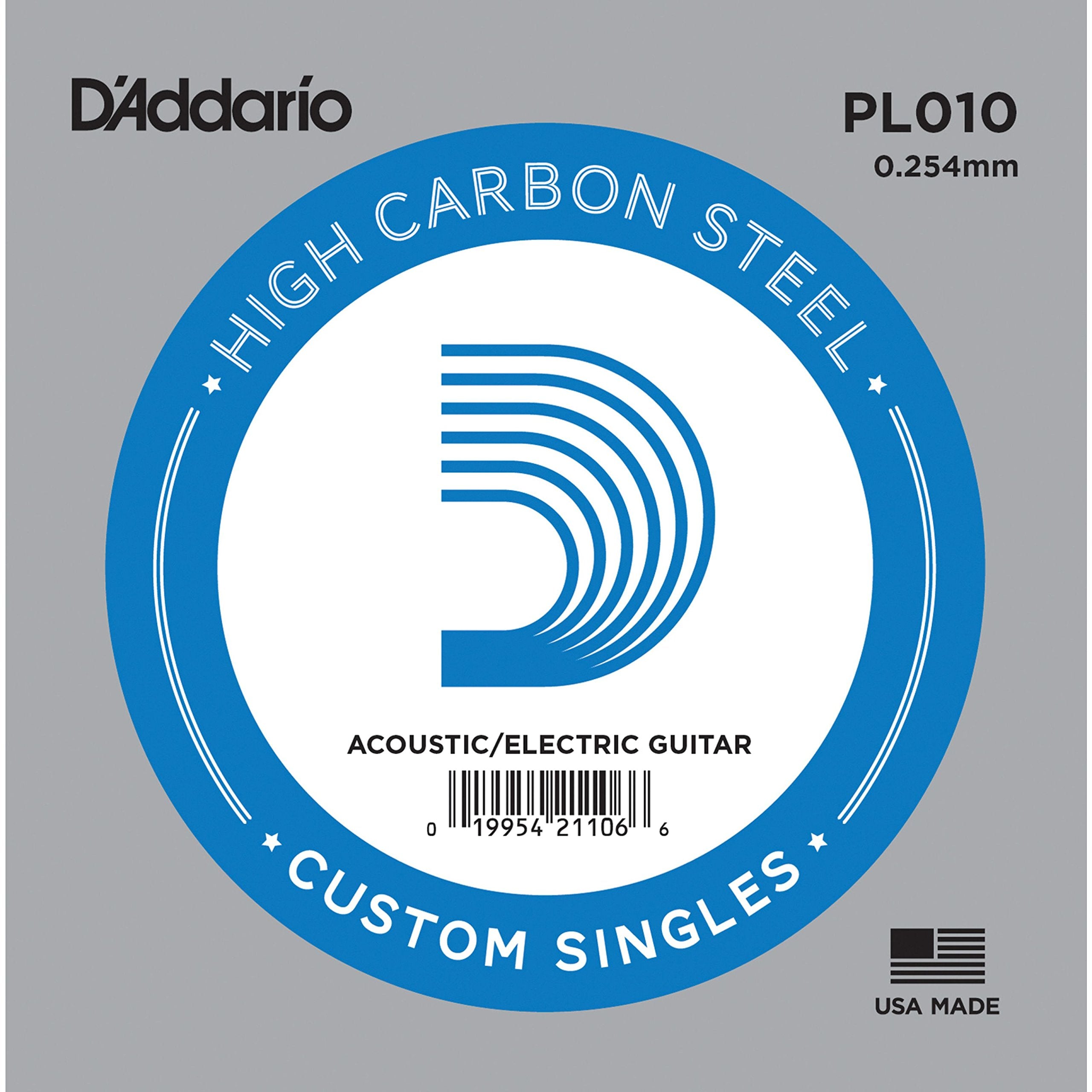 DAddario PL010 Plain Steel Guitar Single String, .010