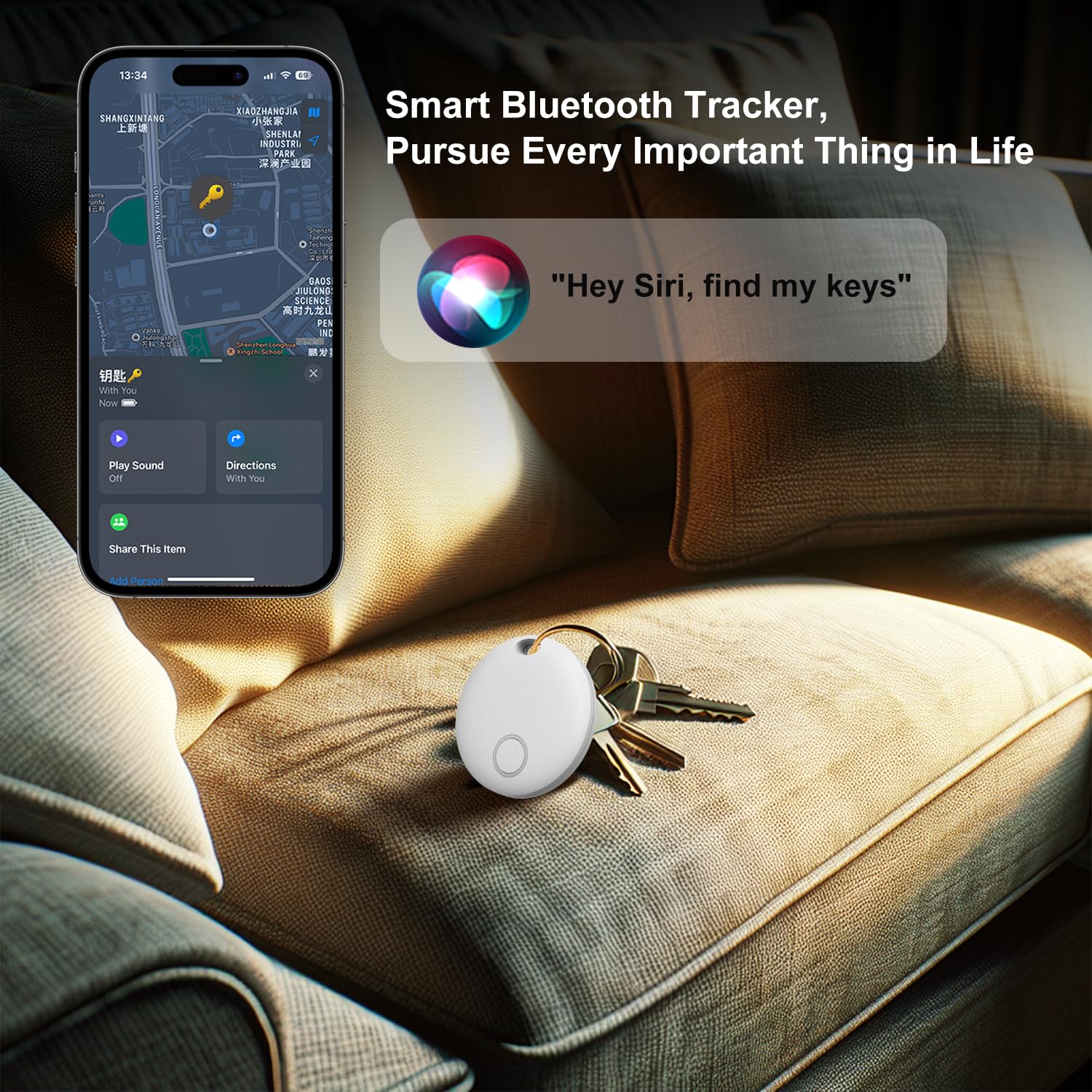 Bluetooth Key Finder Luggage Tracker Anti Lost Tag Item Locator For Keys, Wallet, Luggage, Works With Apple Find My (Ios Only),