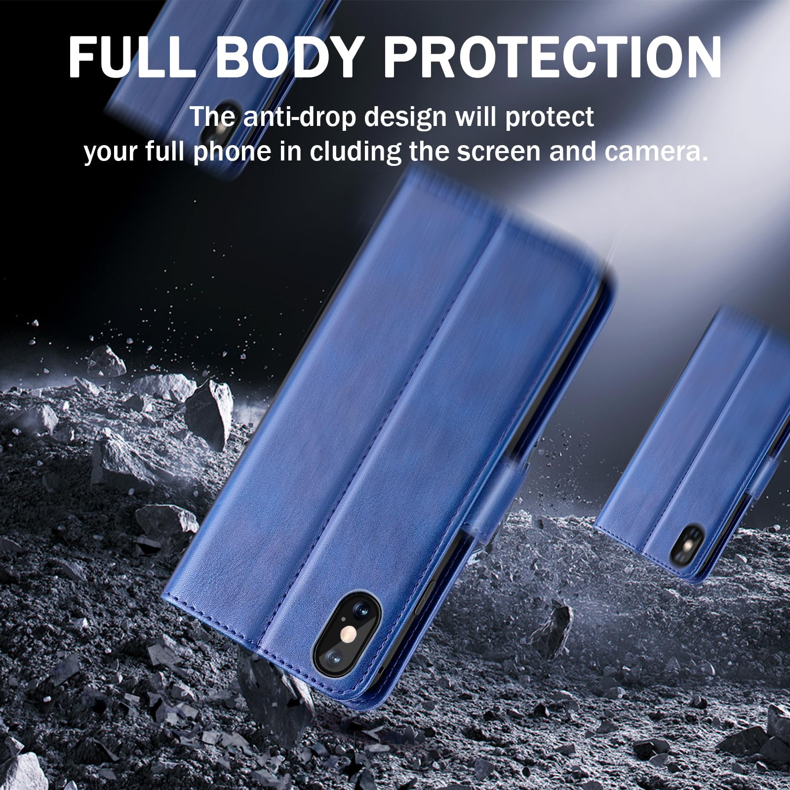 Joysidea Compatible With Iphone X | Xs Wallet Case, Pu Leather Magnetic Flip Folio Phone Case With Credit Card Holder, Stand & S