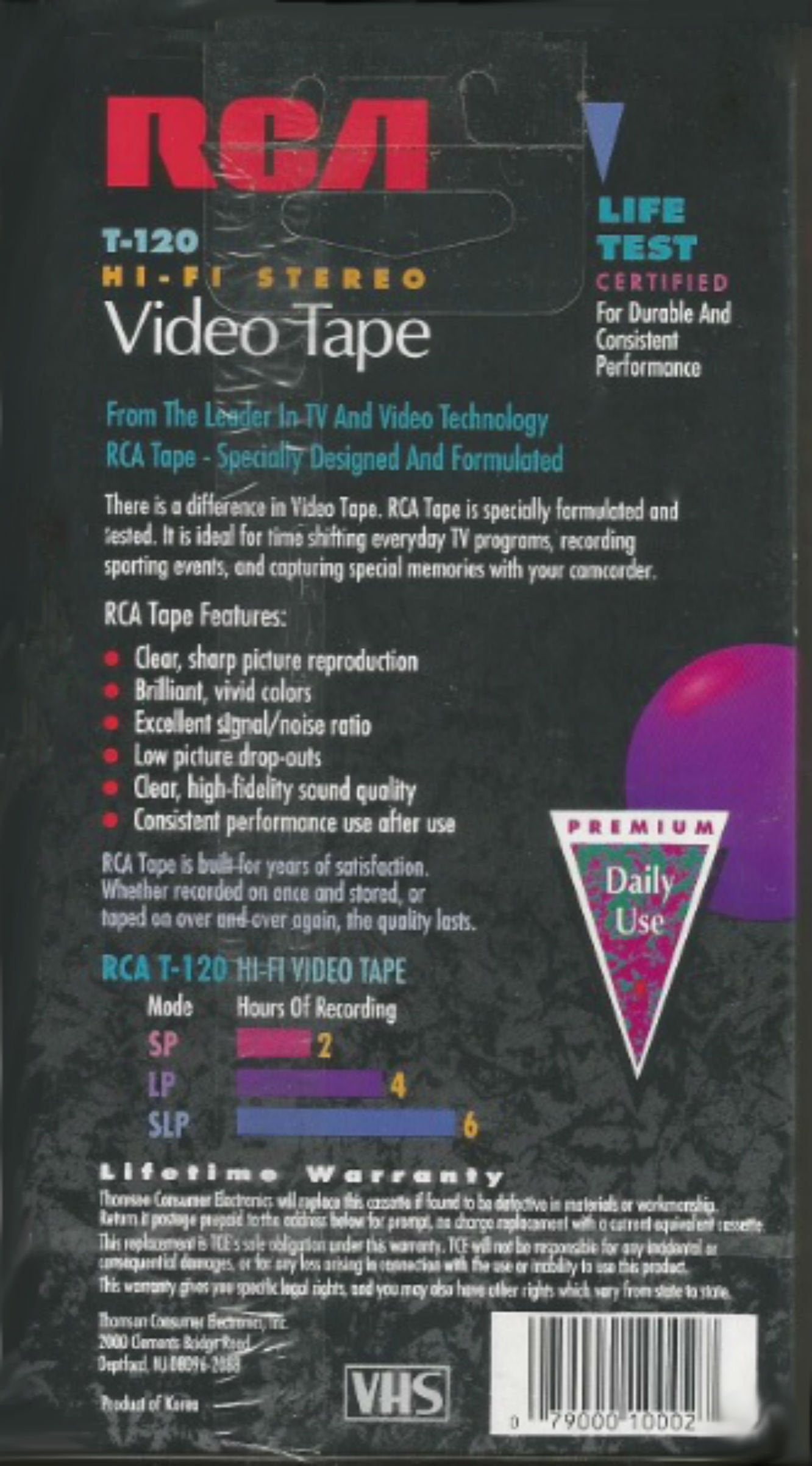 Rca T120 Hi-Fi Premium Grade Vhs Video Tapes (3 Pk)