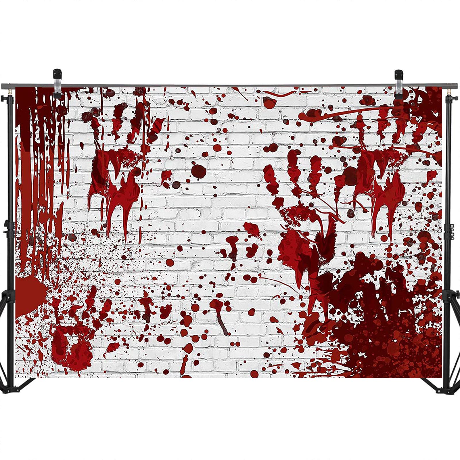 Mocsicka Halloween Backdrop Horrible Scary Bloody Brick Wall Photo Backdrops Hand Print Bloodstain Splatter Party Decorations Ba