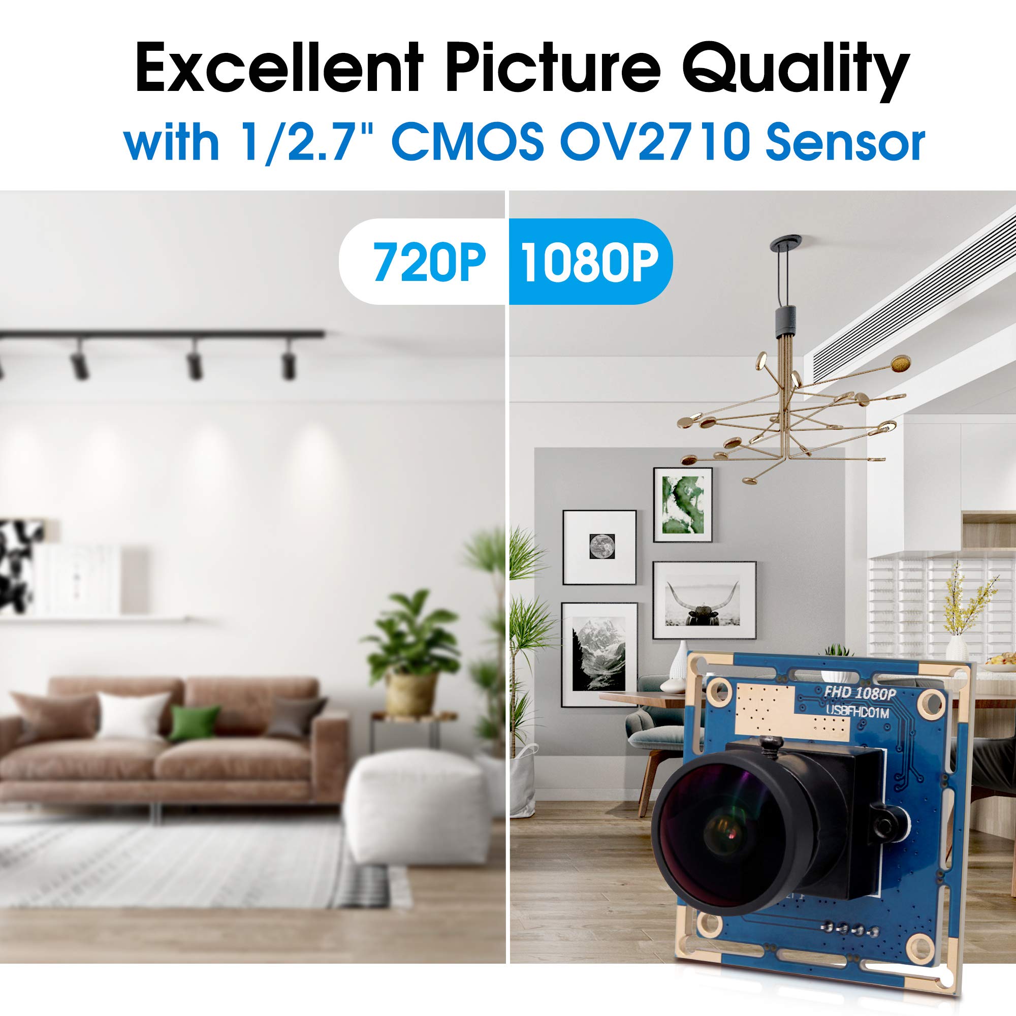 Svpro 1080P Hd Usb Camera Module, 2Mp Ov2710 Cmos Camera Board With 2.1Mm Lens, High Frame Rate 100Fps Machine Vision Usb Web Ca