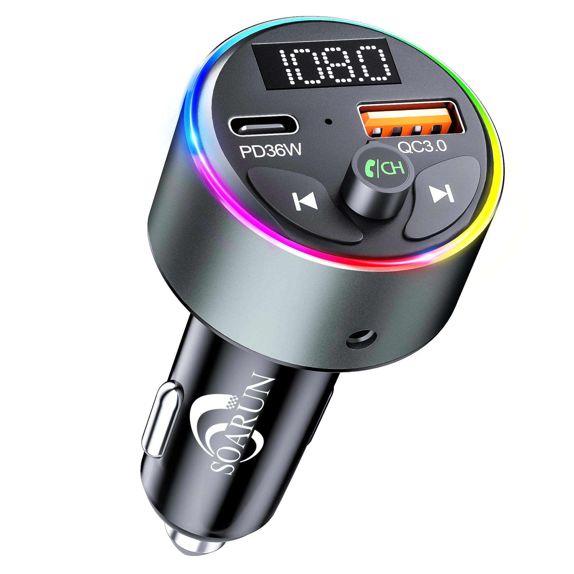 Bluetooth 5.3 Fm Transmitter Car Adapter   Soarun Fast Car Charger 54W [Pd 36W & Qc3.0 18W], Wireless Fm Radio Transmitter, 9 Co