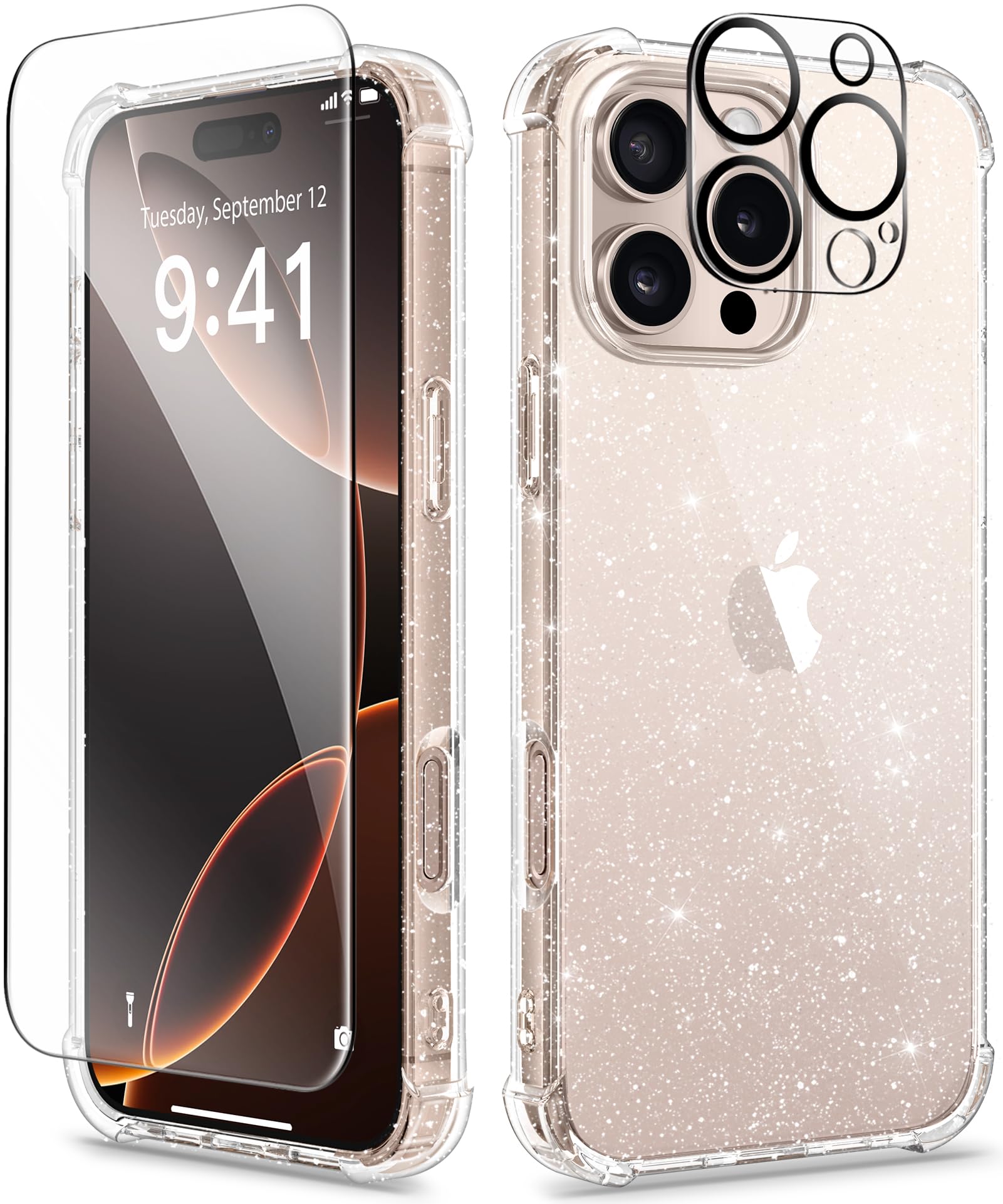 Gviewin For Iphone 16 Pro Max Case With Screen Protector & Camera Lens Protector, [Military Grade Protection] Clear Shockproof S