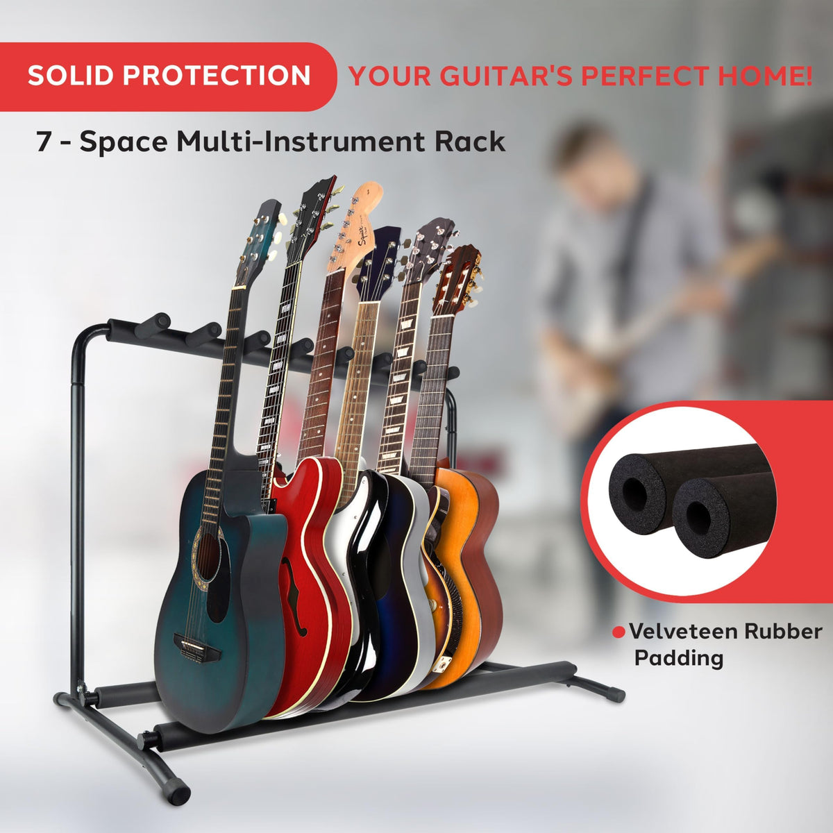 Pyle Multi-Guitar Stand 7 Slot Display Rack - Universal Framework ...