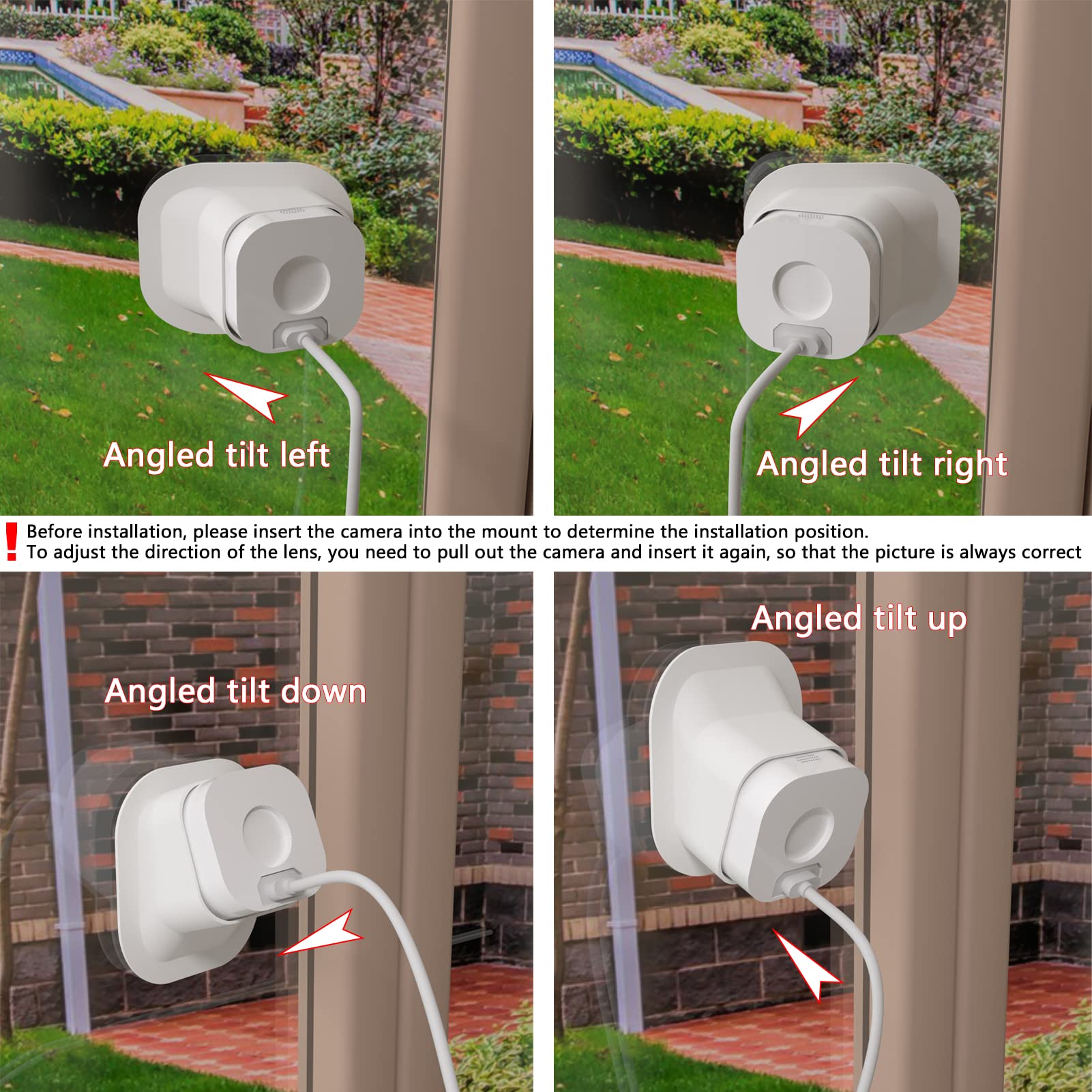 Teccle Angled Window Mount Bracket For Blink Mini, 20 Degrees Tilt, Up/Down/Left/Right, Tilt Viewing Angle