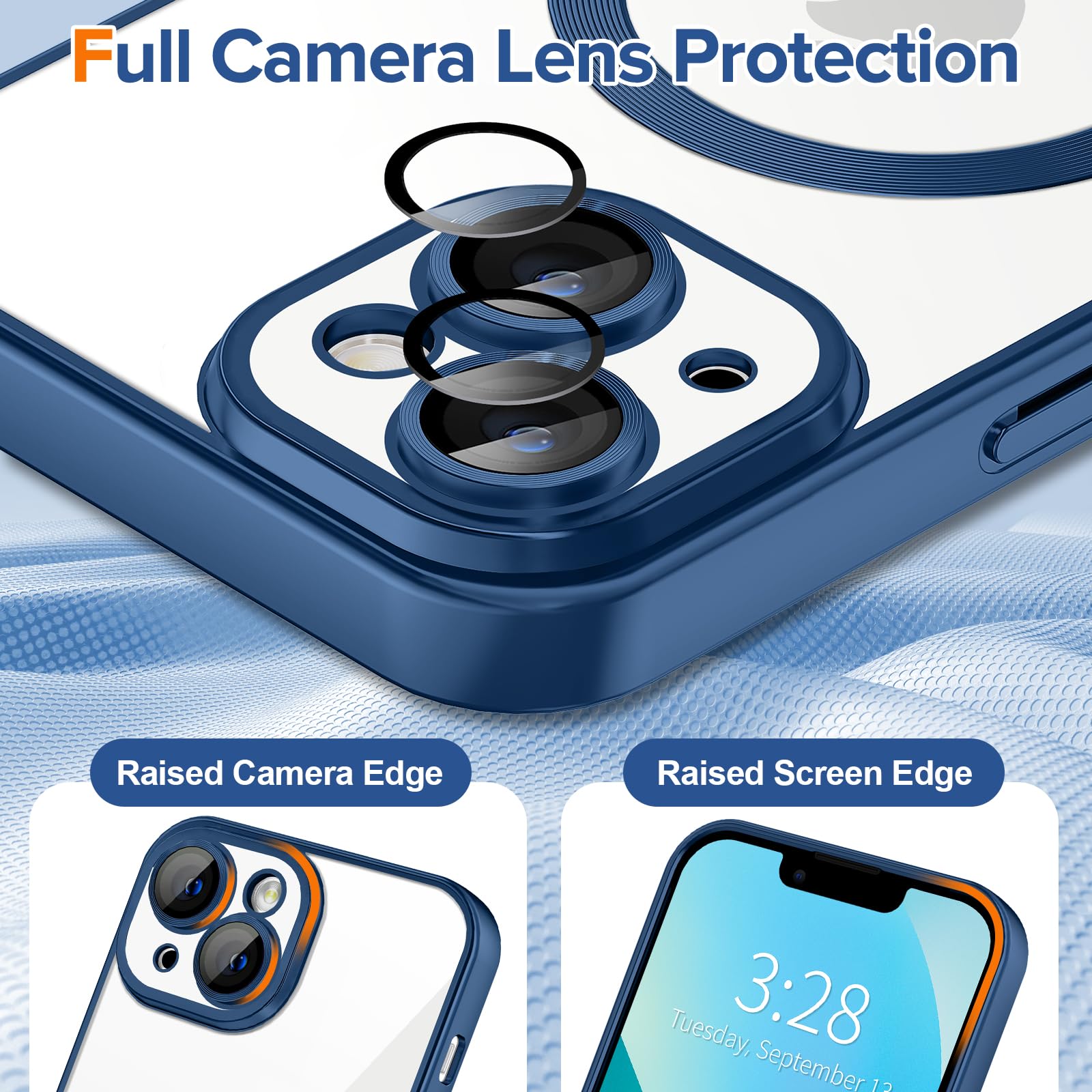 Hython Magnetic Clear Case For Iphone 13 Case With Camera Lens Protector [Compatible With Magsafe] Luxury Plating Edge Slim Soft