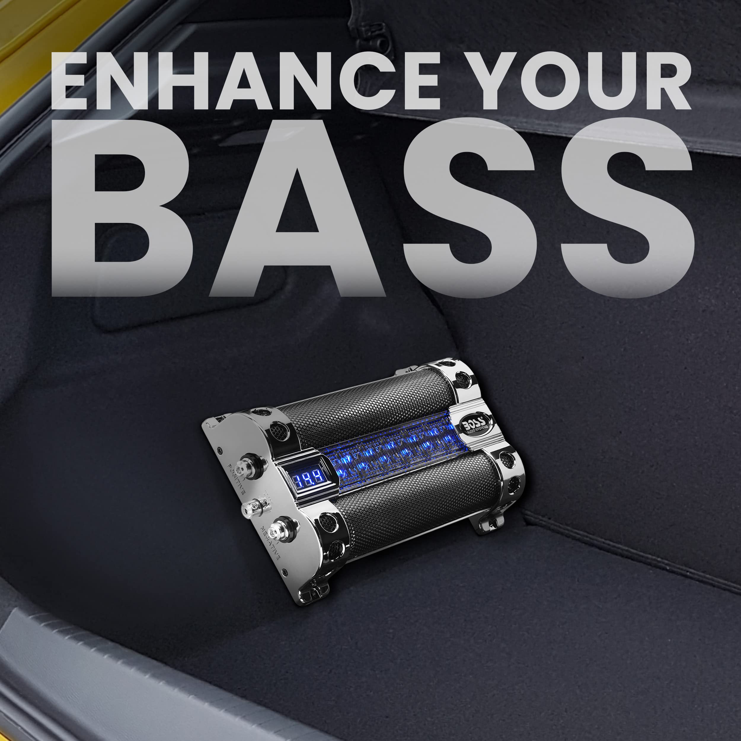 Boss Audio Systems Cap8 Car Capacitor   8 Farad, Energy Storage, Enhanced Bass From Stereo, Warning Reverse Polarity Tone, Volta