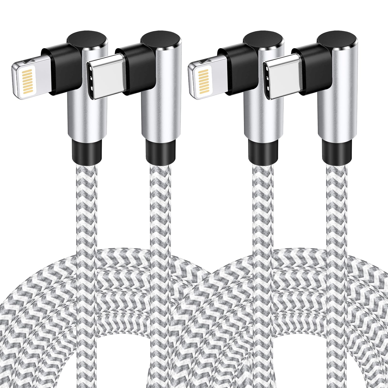 2Pack 6Ft Usb C To Lightning Cable Apple Mfi Certified, Long Iphone Fast Charging Cord 90 Degree, Nylon Braided Type C Lightning Cable Compatible With Iphone 14/13/12/11 Pro Max Xr Xs Ipad And More