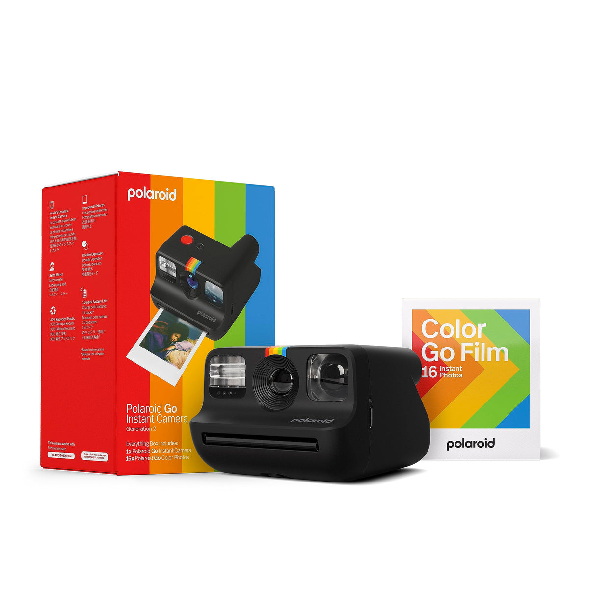 Polaroid Go Generation 2   Mini Instant Camera + Film Bundle (16 Photos Included)   Black (6280)
