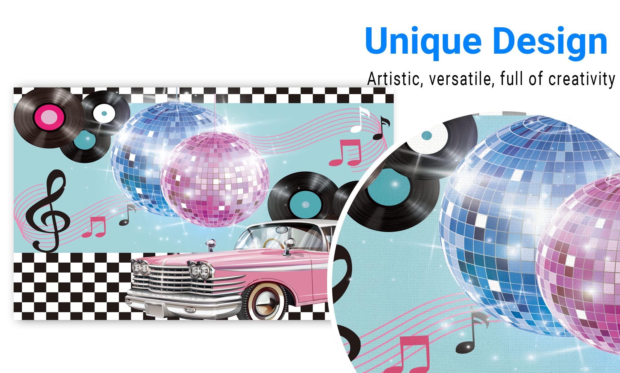 Funnytree 50S Retro Rock N Roll Diner Party Backdrop Car Sock Hop Dance Cosplay Prom Photography Background Classic 1950S Baby Birthday Wedding Banner Cake Table Decoration Photo Booth