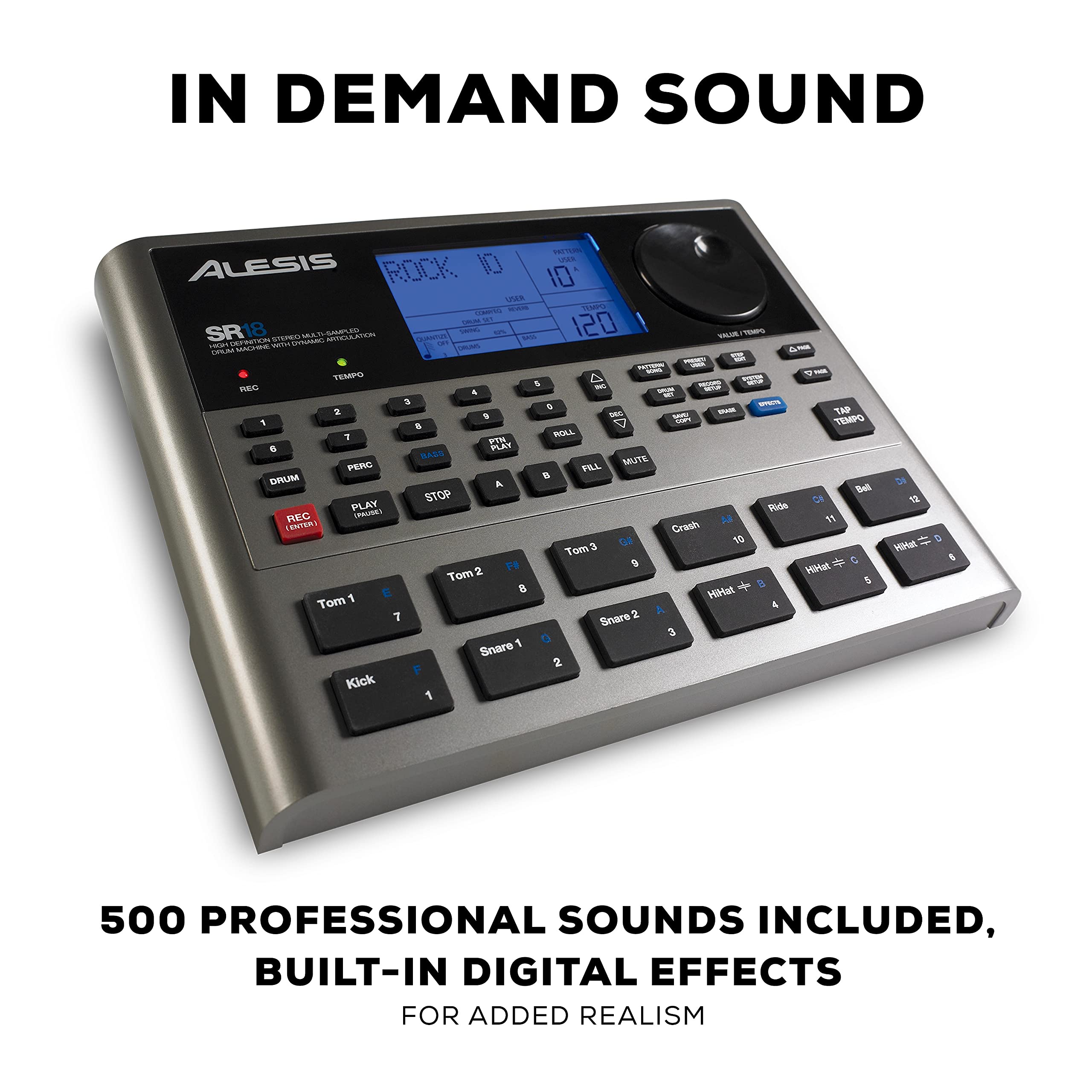 Alesis Sr 18   Studio Grade Standalone Drum Machine With On Board Sound Library, Performance Driven I/O And In Built Effects / P