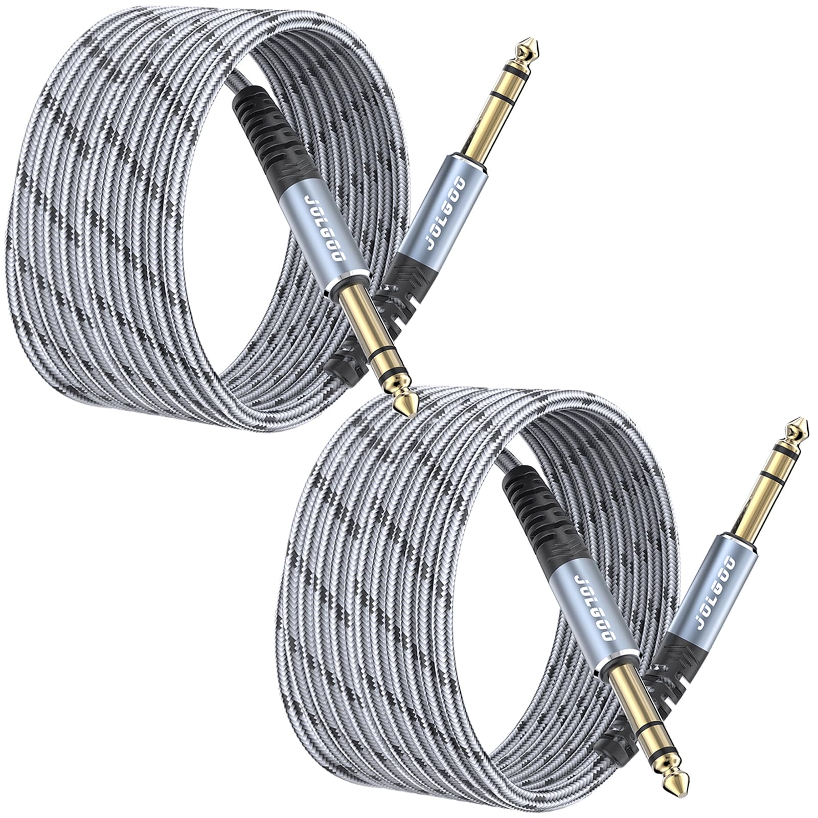Jolgoo 1/4 Inch Trs Instrument Cable 20 Ft 2 Pack, Quarter Inch Audio Cable, 6.35 Balanced Interconnect Line For Electric Guitar